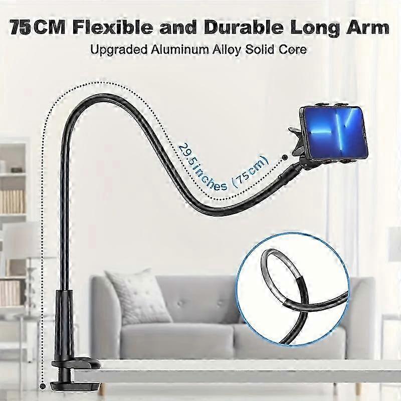 2025 Long Arm Black Bed Phone Mount 75CM