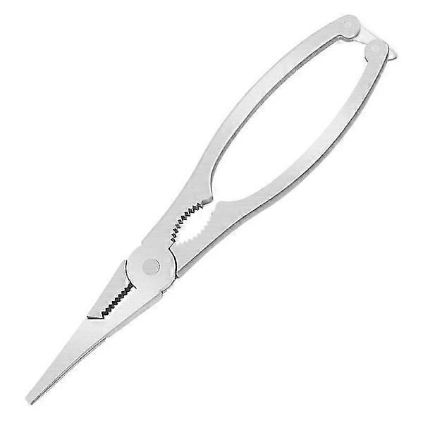 Stainless Steel Crab Lobster Cracker Scissors Seafood Crab Leg Scissors Clamp Nut Cracker Shellfish Opening Eating Tool (Silver)