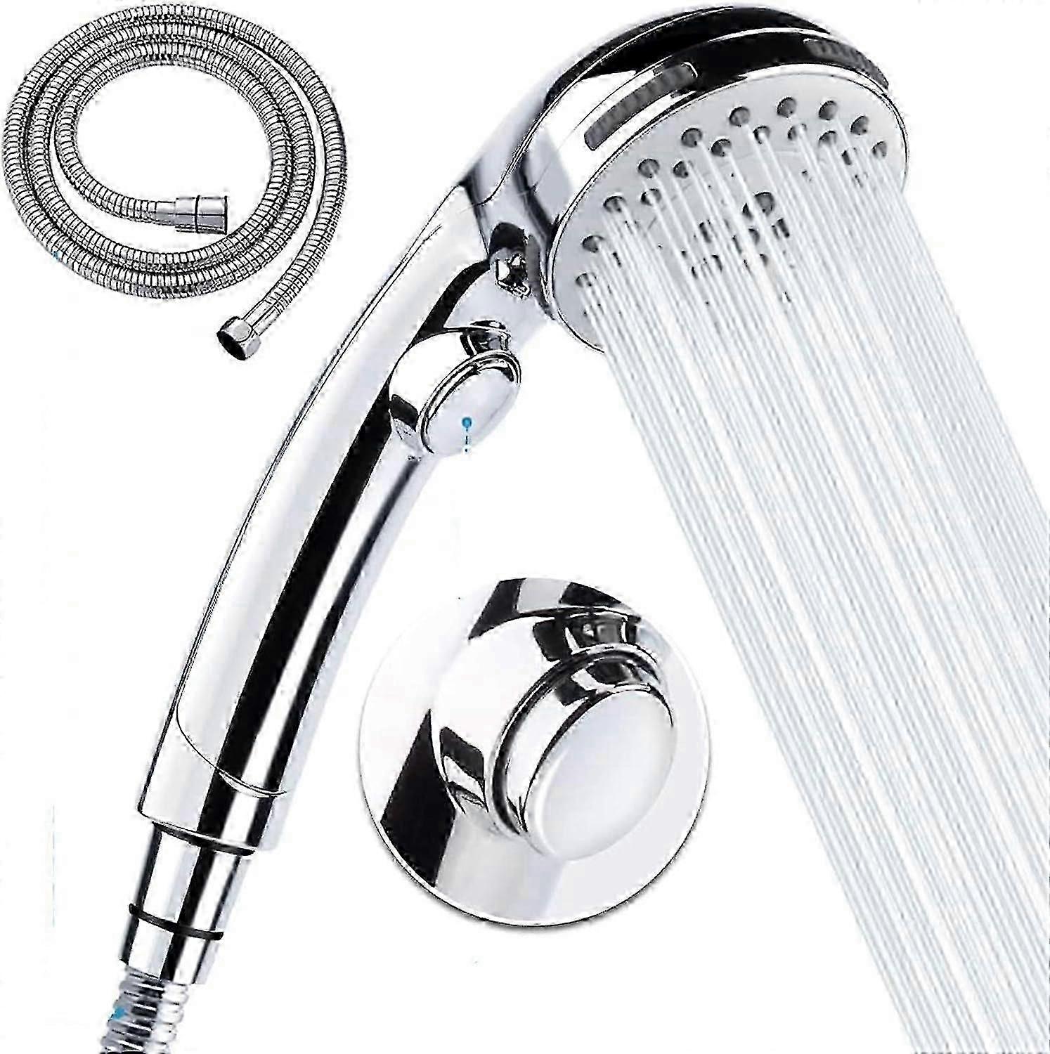 5 Spray Settings, On/Off Function - Removable High Pressure Hand Shower with Hose