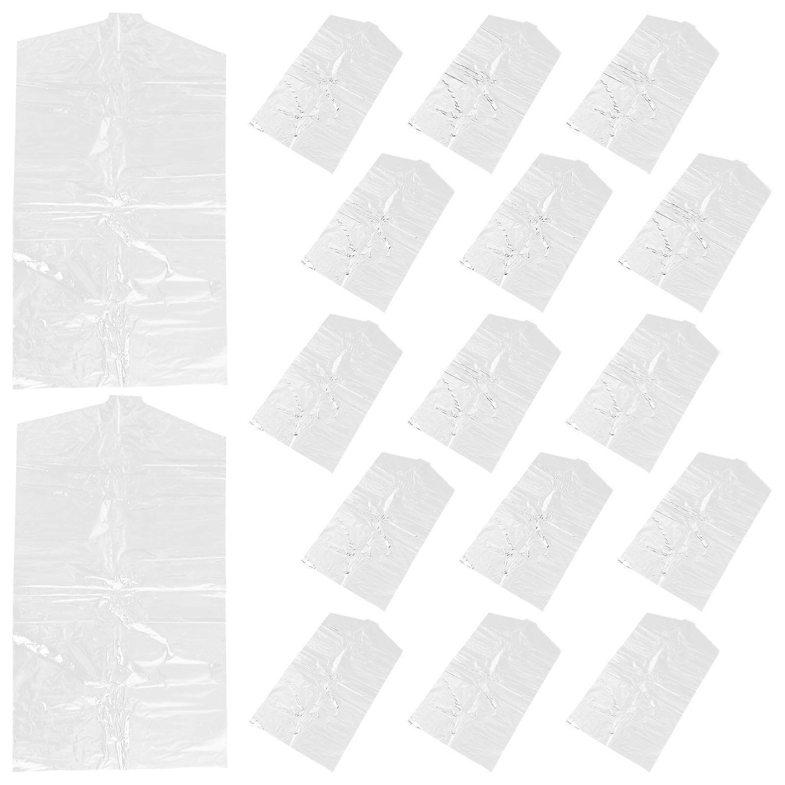 60pcs Clothes Dust Covers for Dry Cleaning Plastic White Protective Case for Wardrobe Storage 60pcs