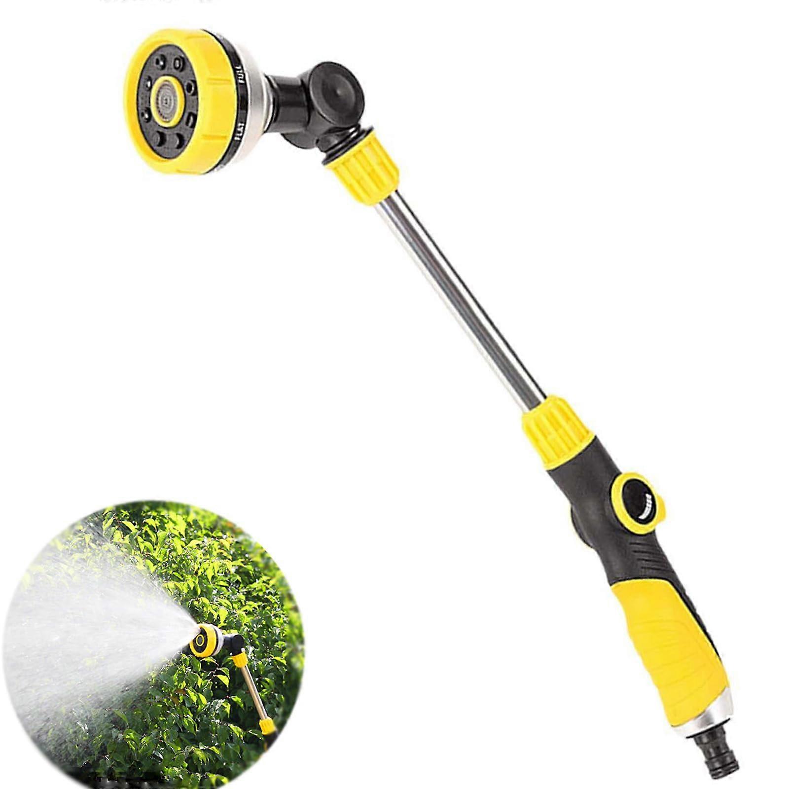Robust Metal Garden Shower 48 cm Long with 180° Swiveling Head and 8 Spray Patterns for Watering Hanging Baskets and Shrubs