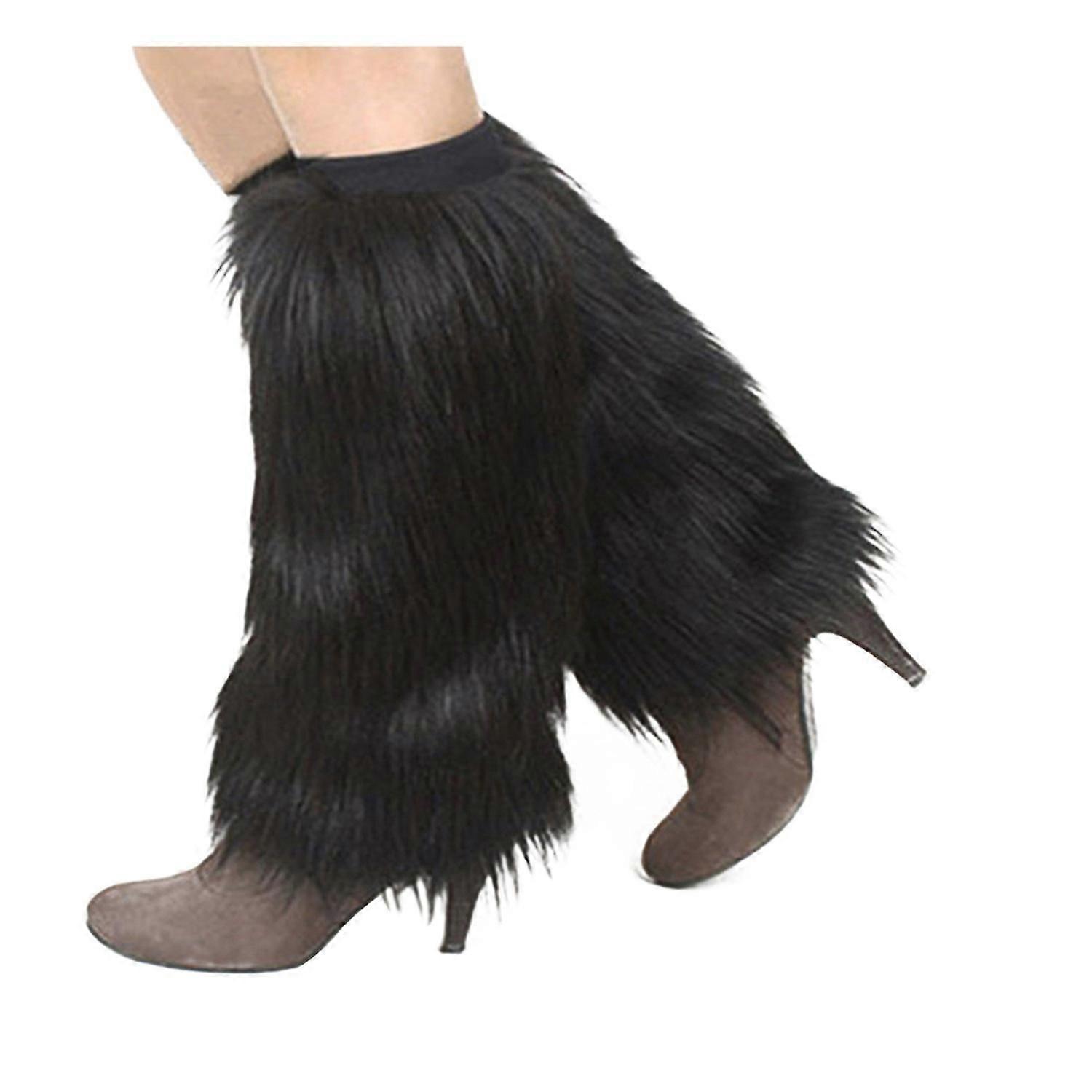 أزياء الشتاء النساء التمهيد يغطي فروي بلون الصلبة فو الفراء لينة الساق تدفئة BoSaiD