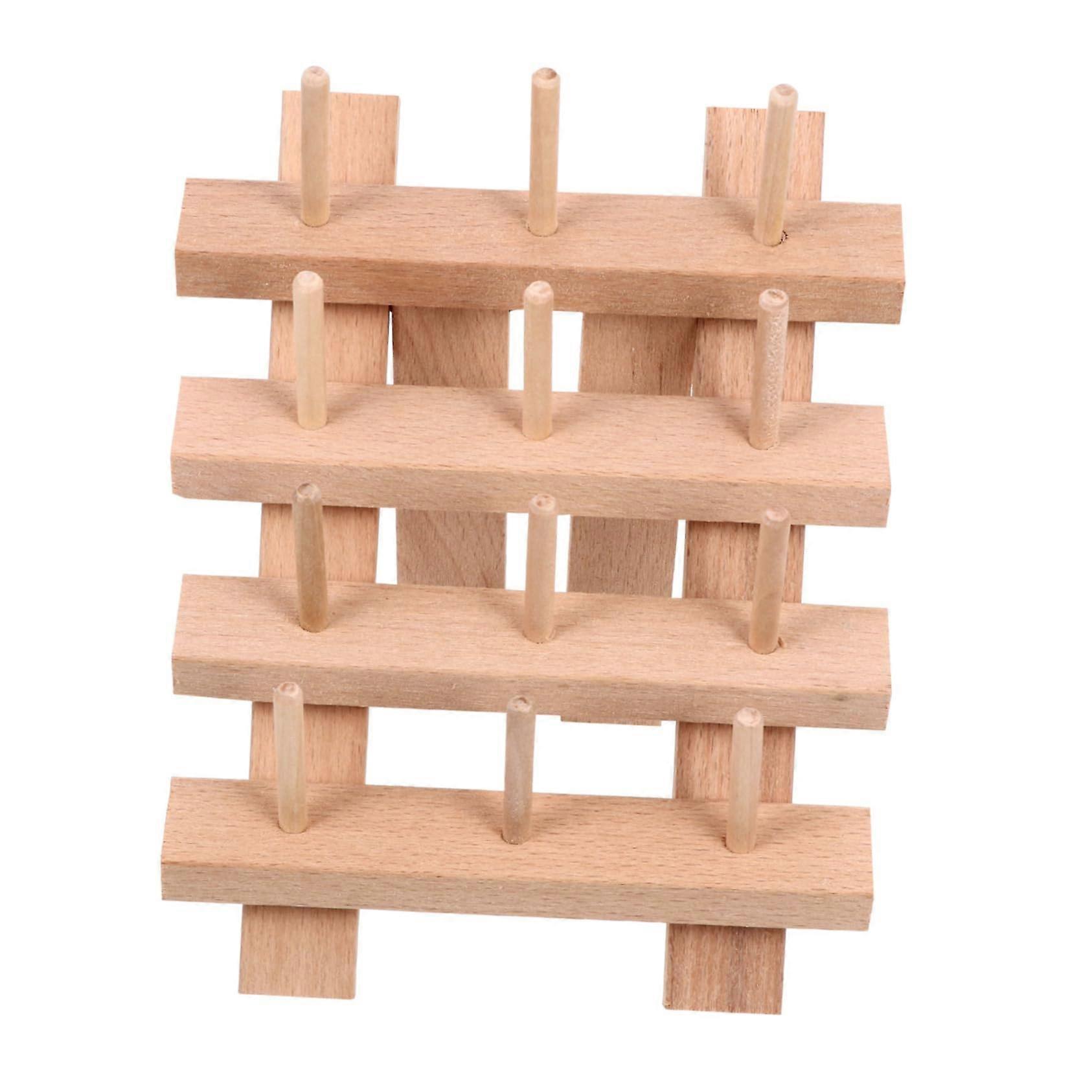 Thread stand Yarn roller holder made of wood Thread storage organizer