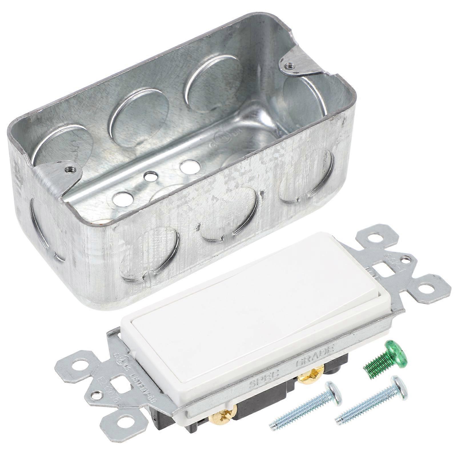 Rocker Light Switch Wall Junction Box Set Household Use Silver 11.5X7cm Light Control 1Set