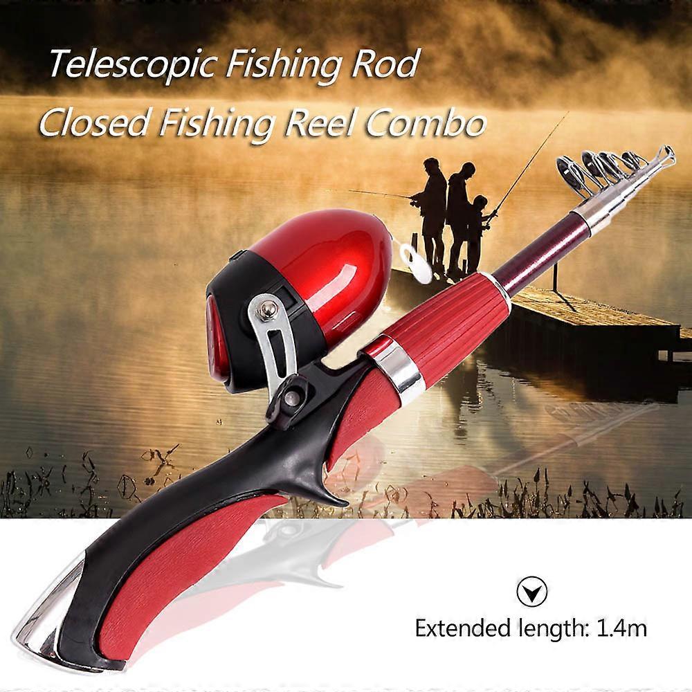 Lixada Portable 1.4m Telescopic Fishing Rod and Closed Fishing Reel Combo
