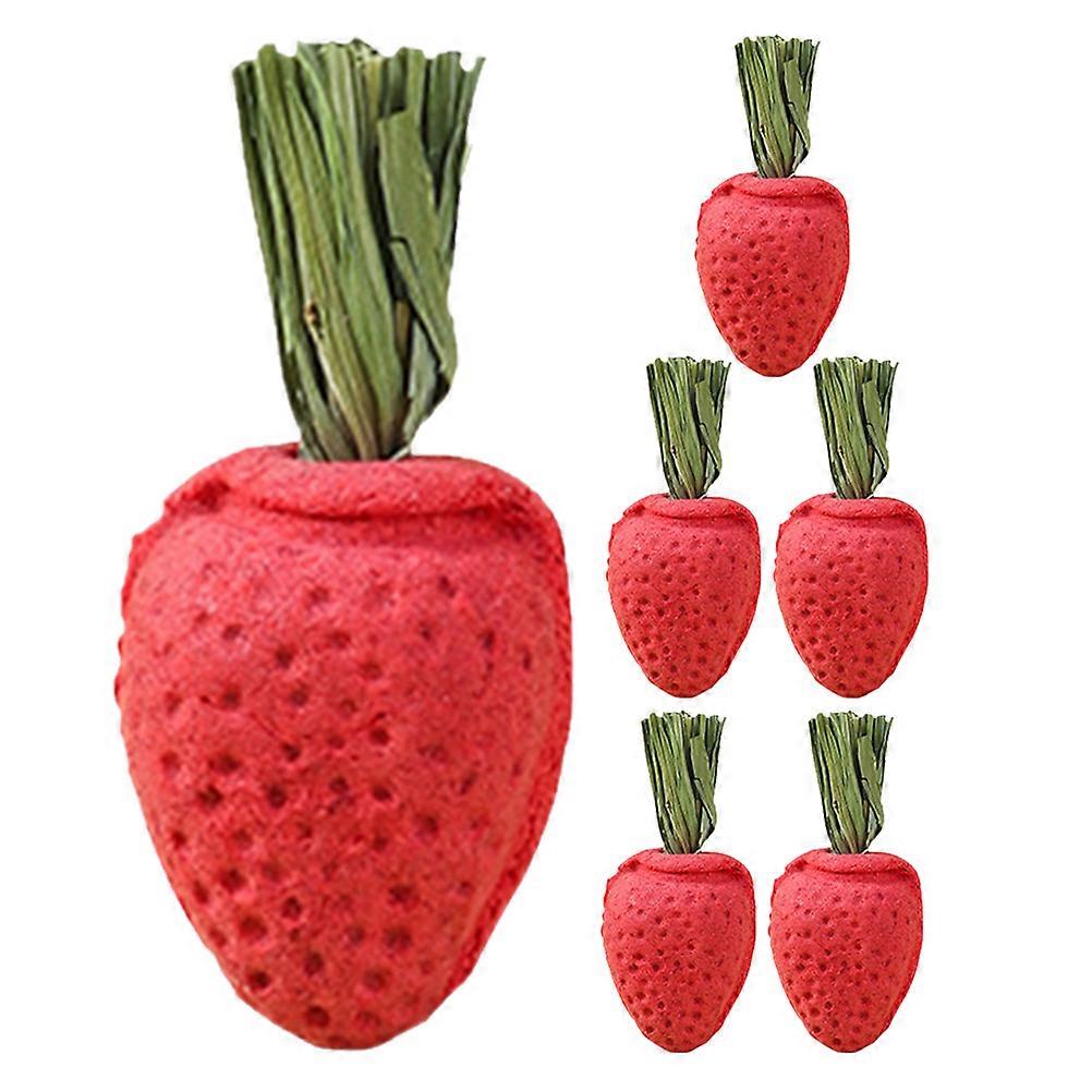 6pcs Strawberry Shaped Chewing Toys for Small Animals – Safe, Natural Rabbit Chews for Hamsters, Chinchillas & Bunnies – Promotes Mental Stimulation