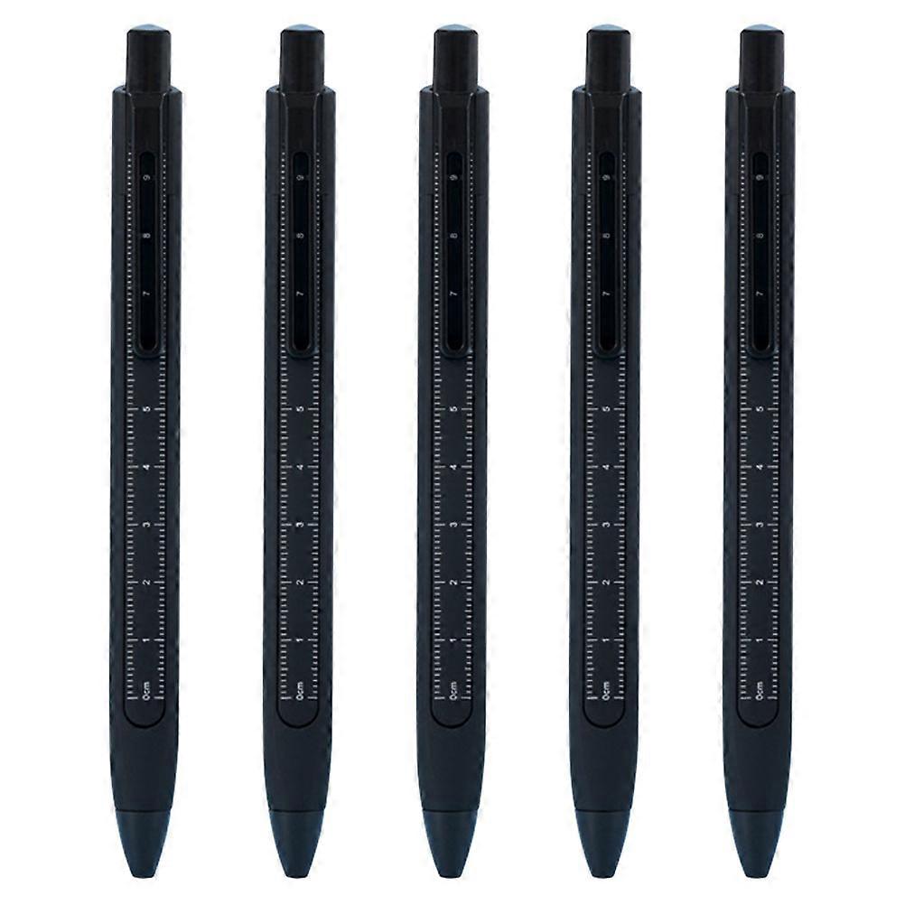 Set Portable Gel Pen For Office Use Lightweight Cylindrical Design Plastic Material Measuring Function 5Set
