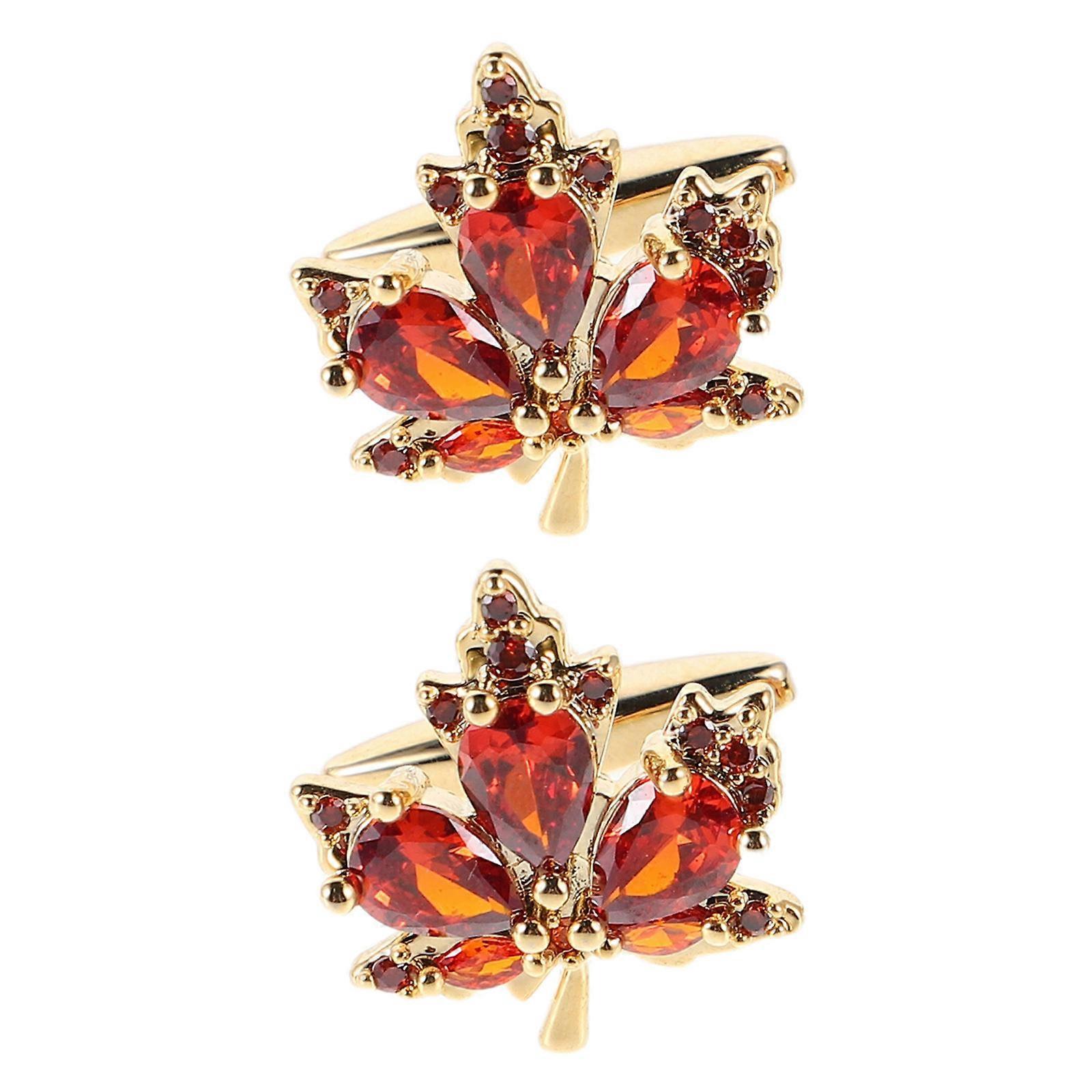 Decorative Cufflinks And Studs Maple Leaf Cufflinks For Wedding Anniversary Formal Events Orange 2.50X2.00X1.90CM Elegance 1 Pair
