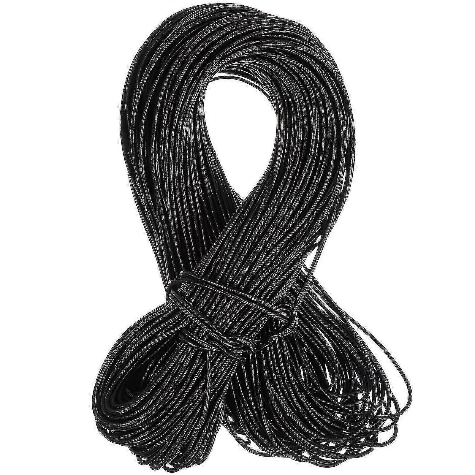 Black Round Ribbon Elastic Band, 100M, 2.5mm for Mask Making DIY