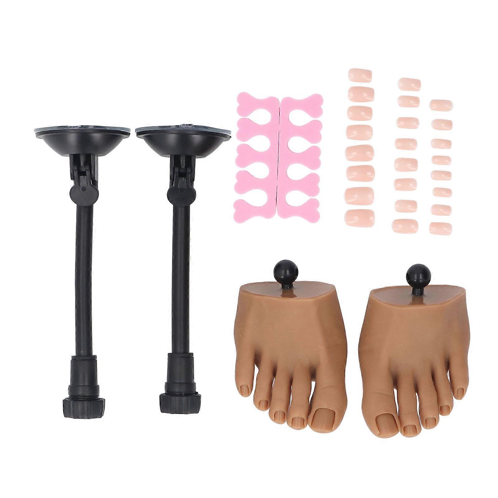 1 Pair Silicone Foot Mannequin with Stand, Flexible and Realistic, for Manicure and Pedicure Practice
