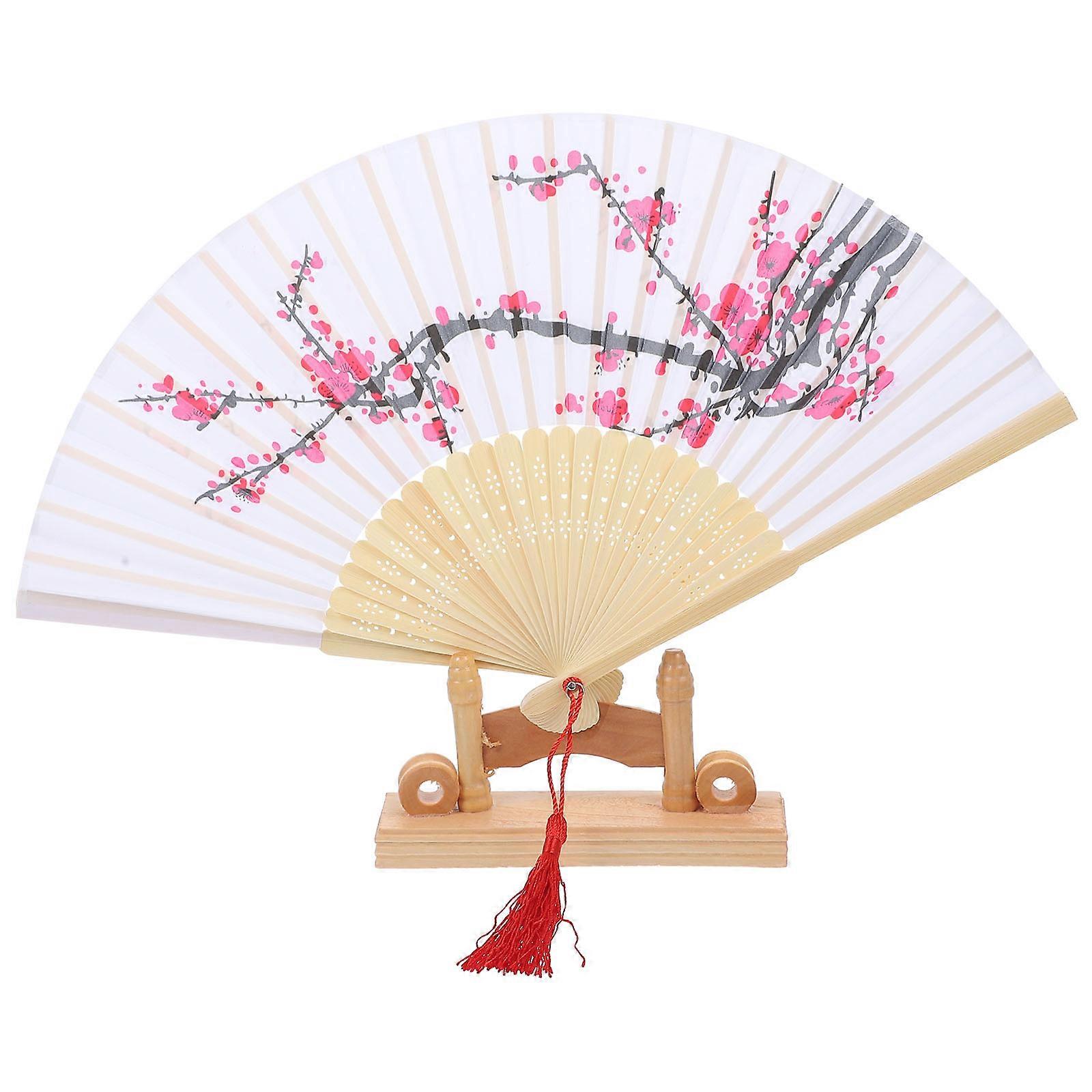 Elegant Chinese Style Folding Fan with Holder – Imitated Handheld Adornment for Parties, Weddings & Photoshoots – Stylish Design