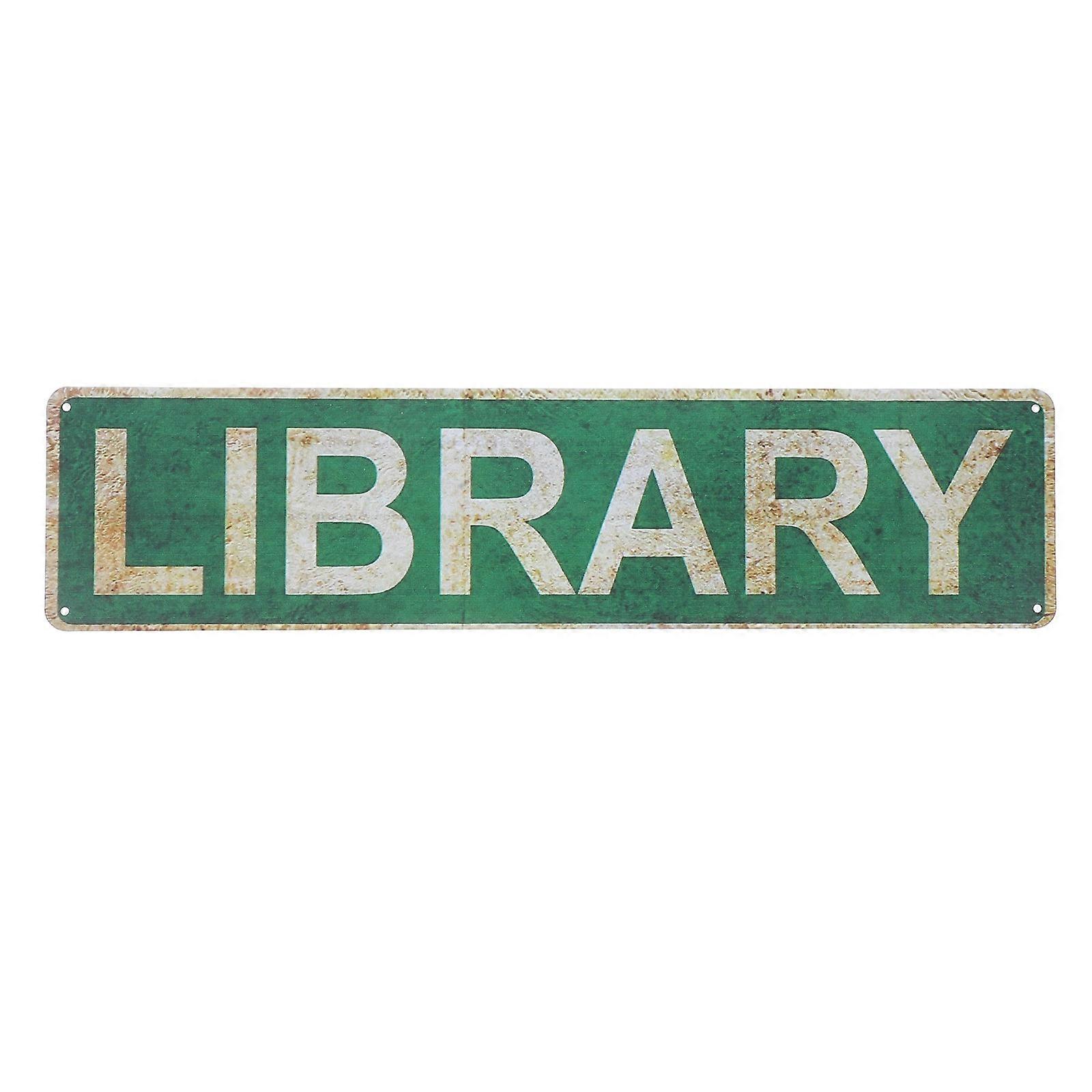 Tin Library Sign Decor for Home with Retro Style and Fine Craftsmanship