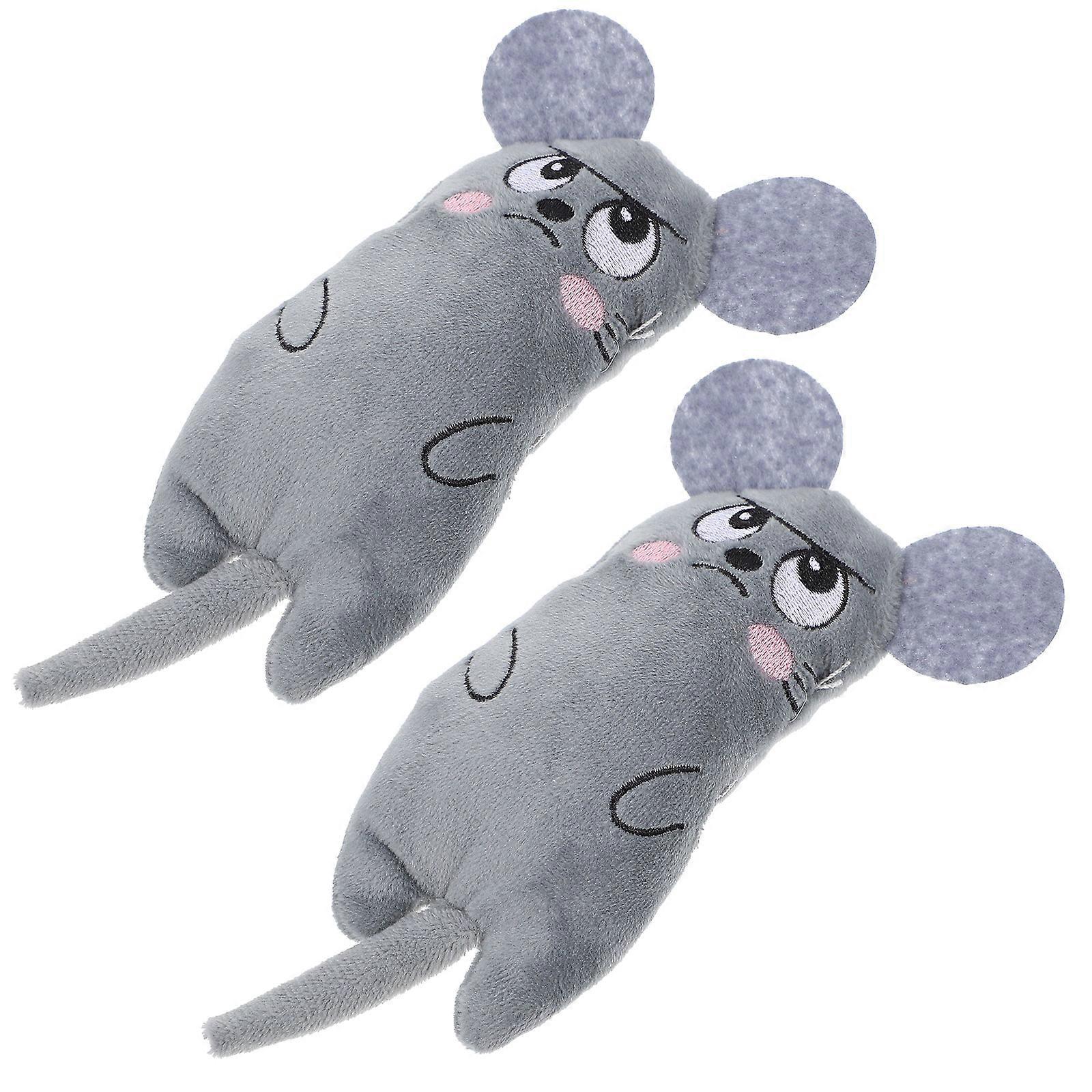 Funny Cat Toy Catnip Cat Toys Pet Chew Resistant Tooth Grinding Plush for Play Light Grey 7x17.5cm 2Pcs