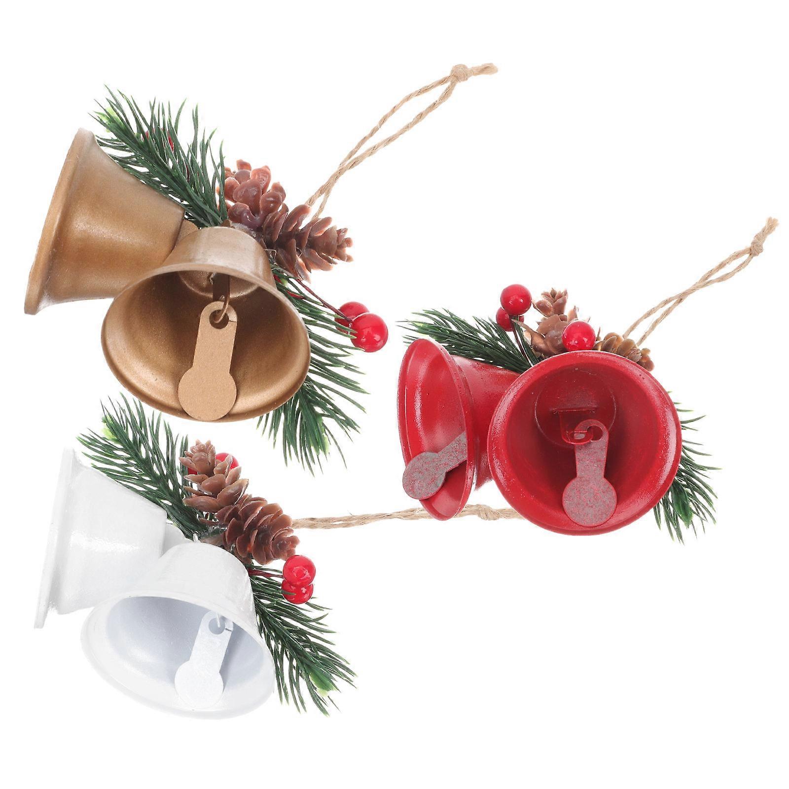 الحلي الجرس السائبة عيد الميلاد نمط جرس الحلي عيد الميلاد ديكور معدن قلادة معلقة المعلقات 3 قطع