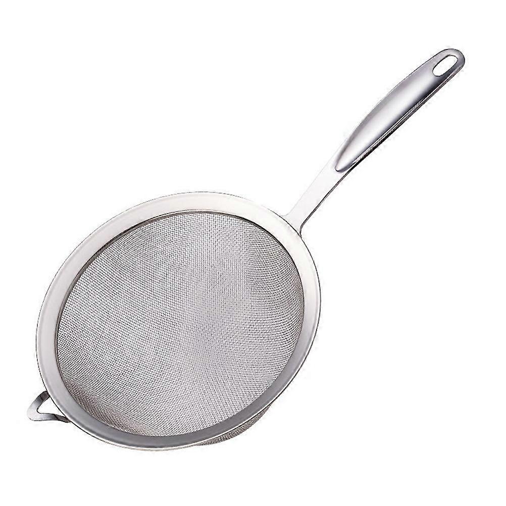 Multi Function Mesh Strainer Flour Sieve Sifting Cocoa Powder Baking Tool 39X20.5X3CM Round Stainless Steel 1Set