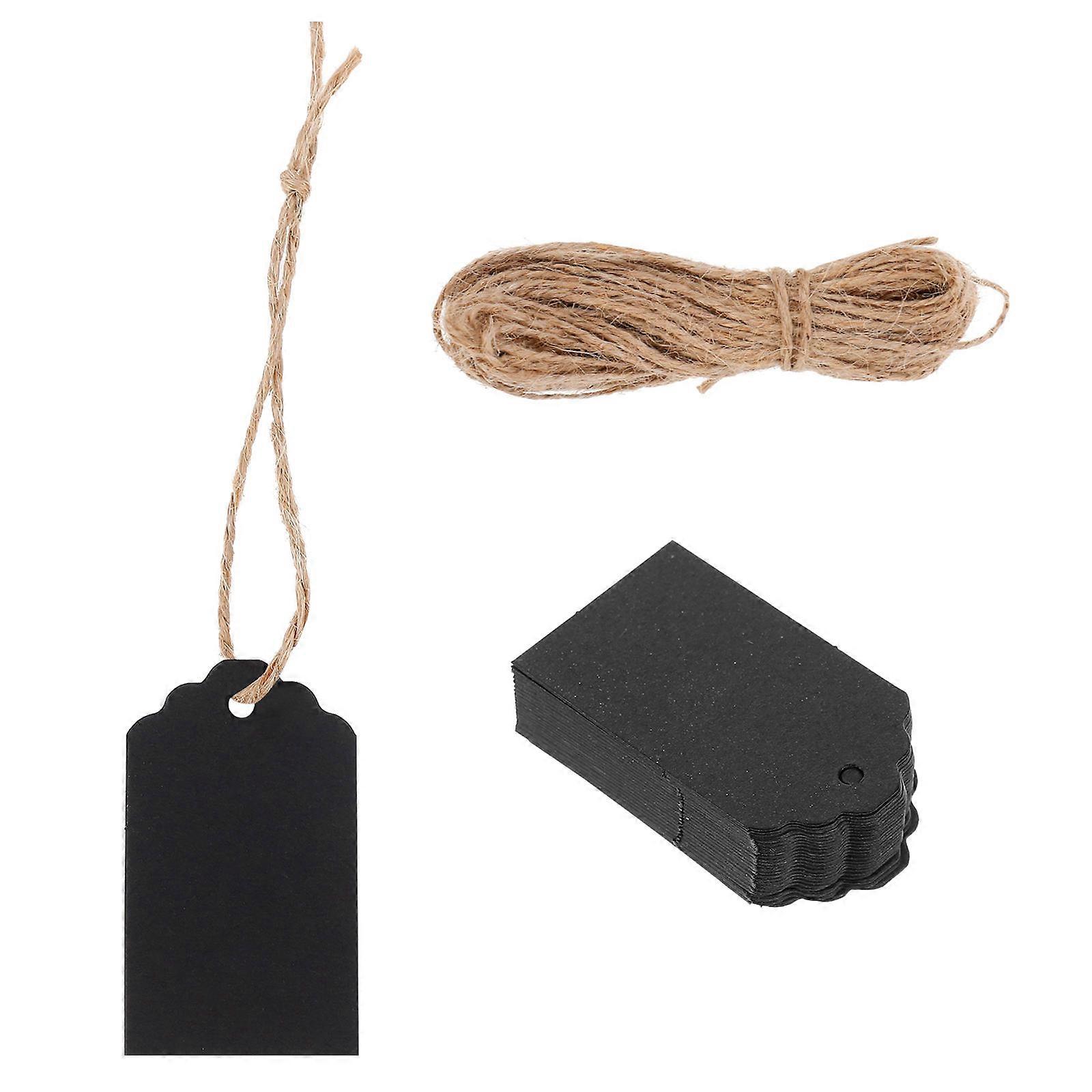 Kraft Paper Tag present Favors Baking Food Package Tags with Rope for Weddings Black 5X3CM Wave Edge Romantic 1Set