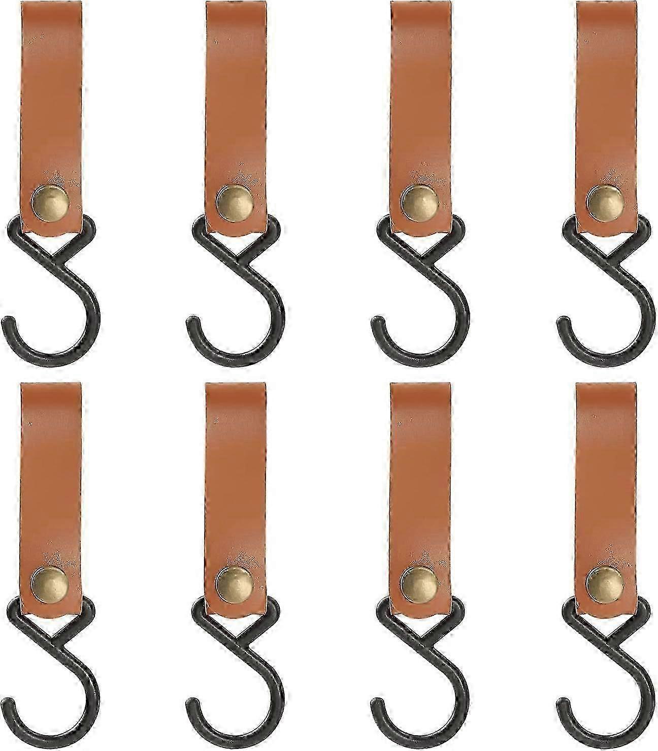 8 Pcs Leather S-Hooks Leather Hook,S-Hooks S Shaped Hooks Coat Hook for Hanging,