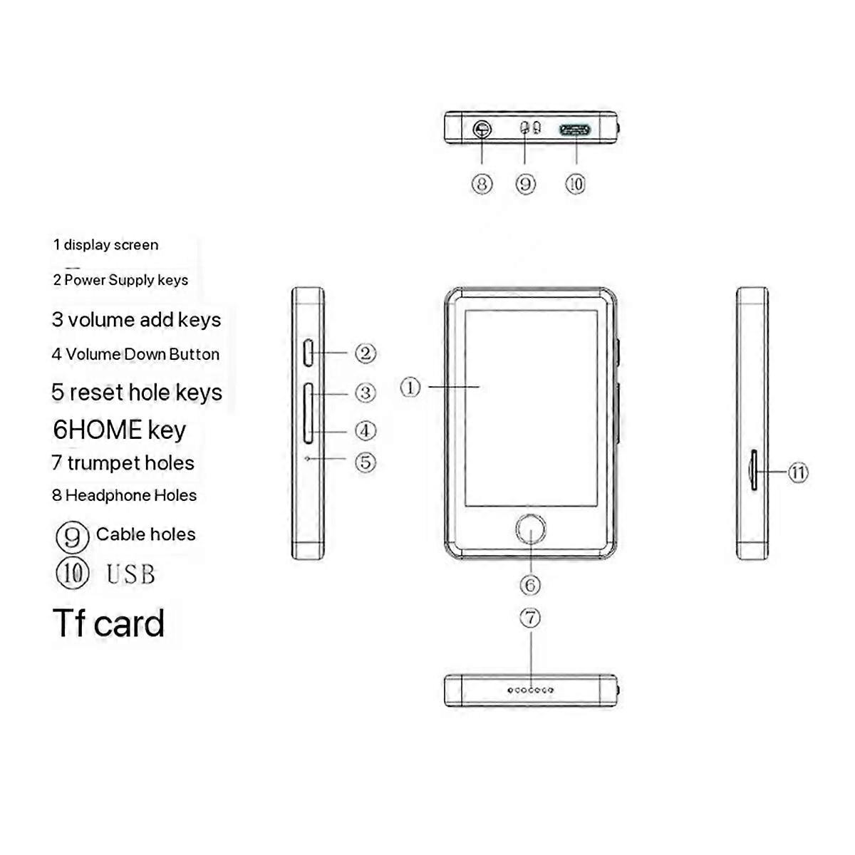 Portable MP3 Player Music Player Ink Screen E-Book Reader Dictionary 2.8-Inch Touch Digital Bluetoot