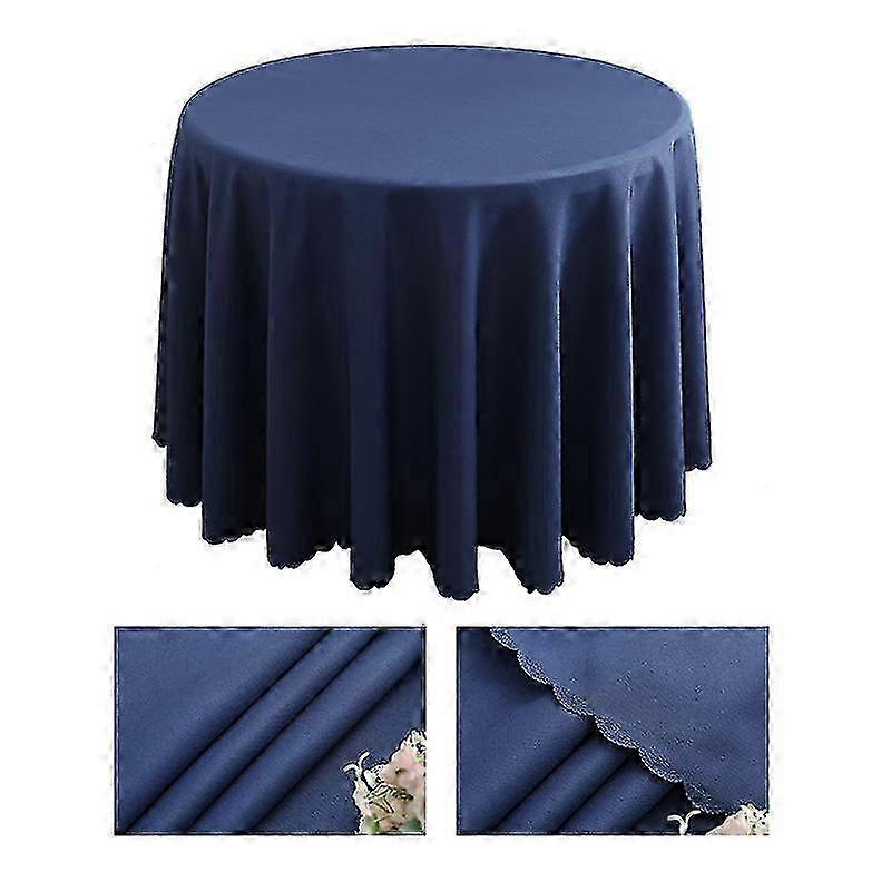 Dark Blue Tablecloth - Wedding Party Birthday Tablecloth - Washable Polyester Diameter 160cm