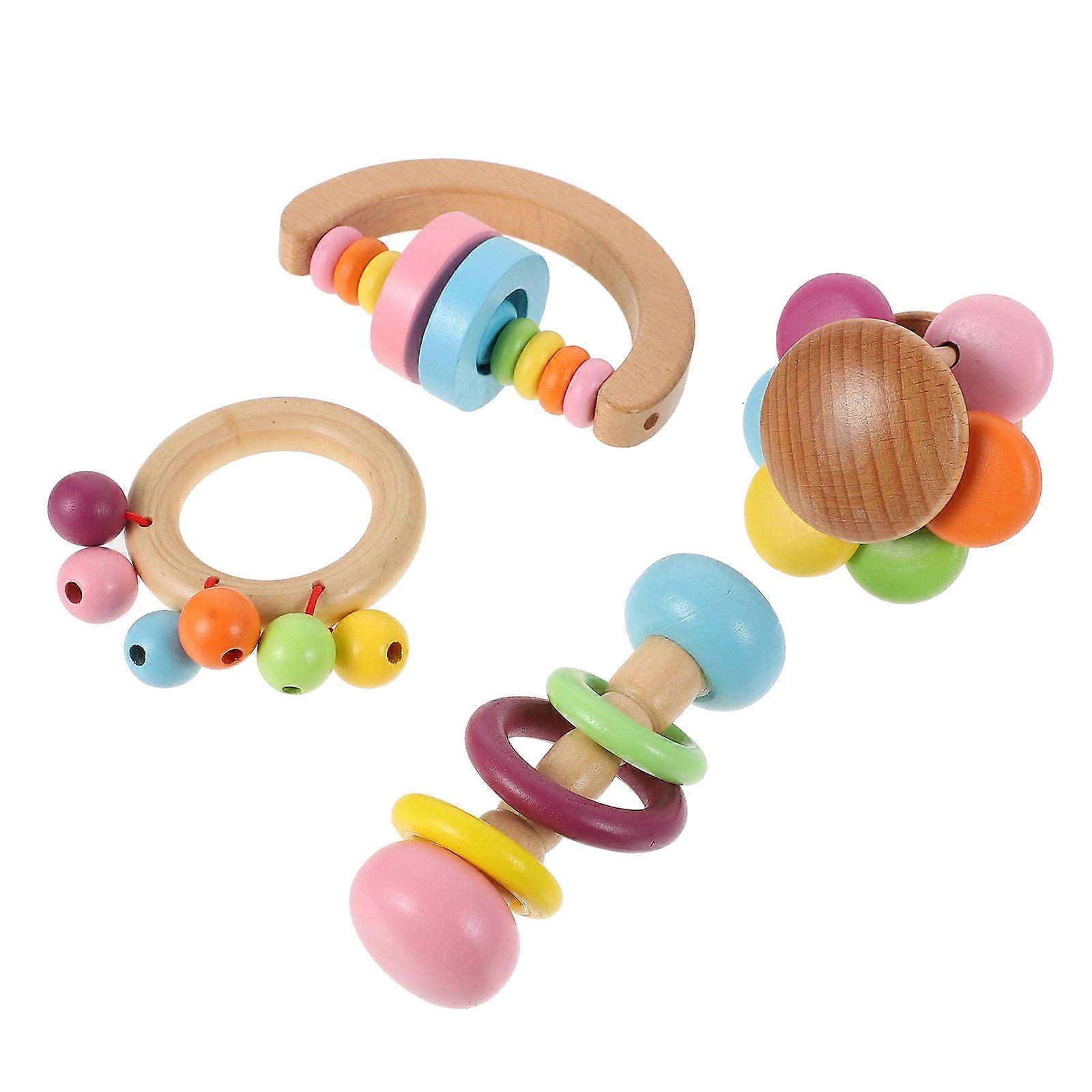 Natural Wood Parrot Toys Parakeet Toy Assorted Color 4Pcs