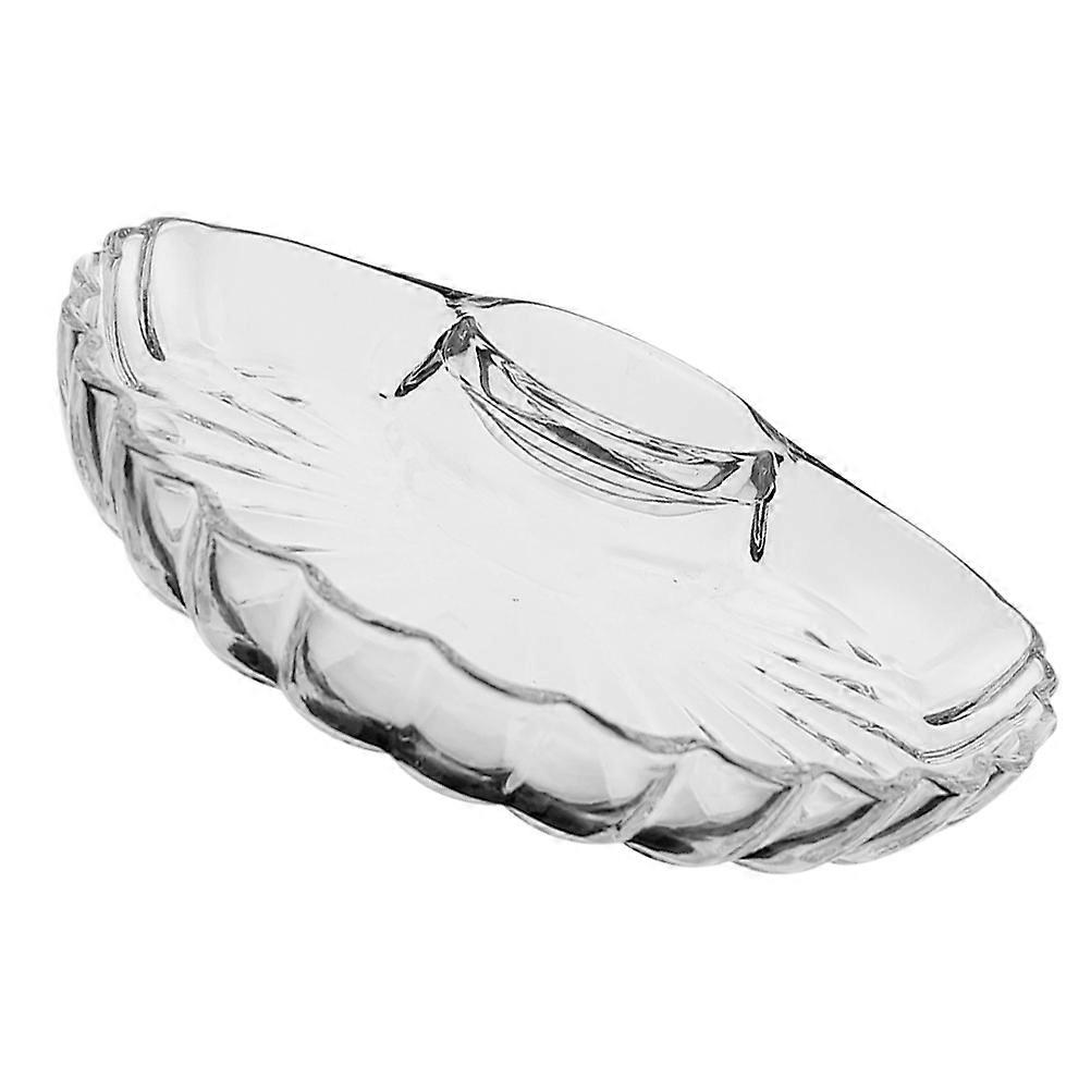 Dumpling Plate with Sauce Compartment, Transparent Shell Design Serving Dish for Snacks, Fruits, Sushi, Elegant Divided Plate for Home, Restaurant,
