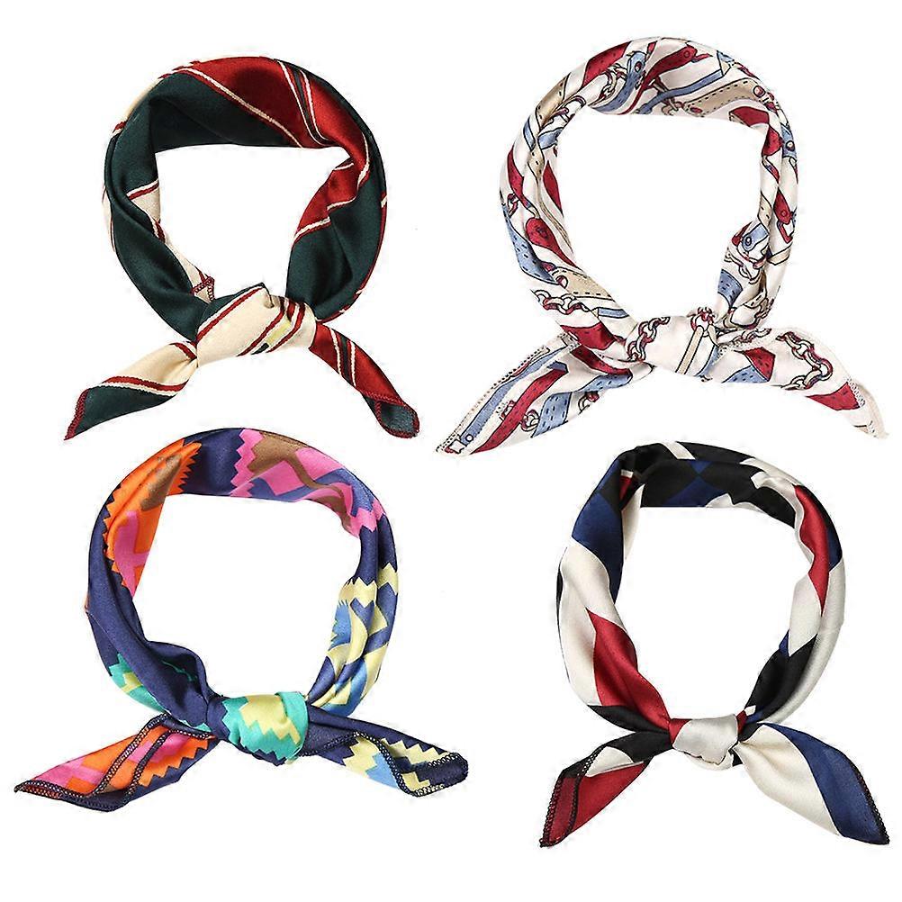 Satin Fabric Hair Bands Women's Satin Headband Multicolor Head Wrap with Loose Knot Elastic Hair Accessory Makeup 4Pcs