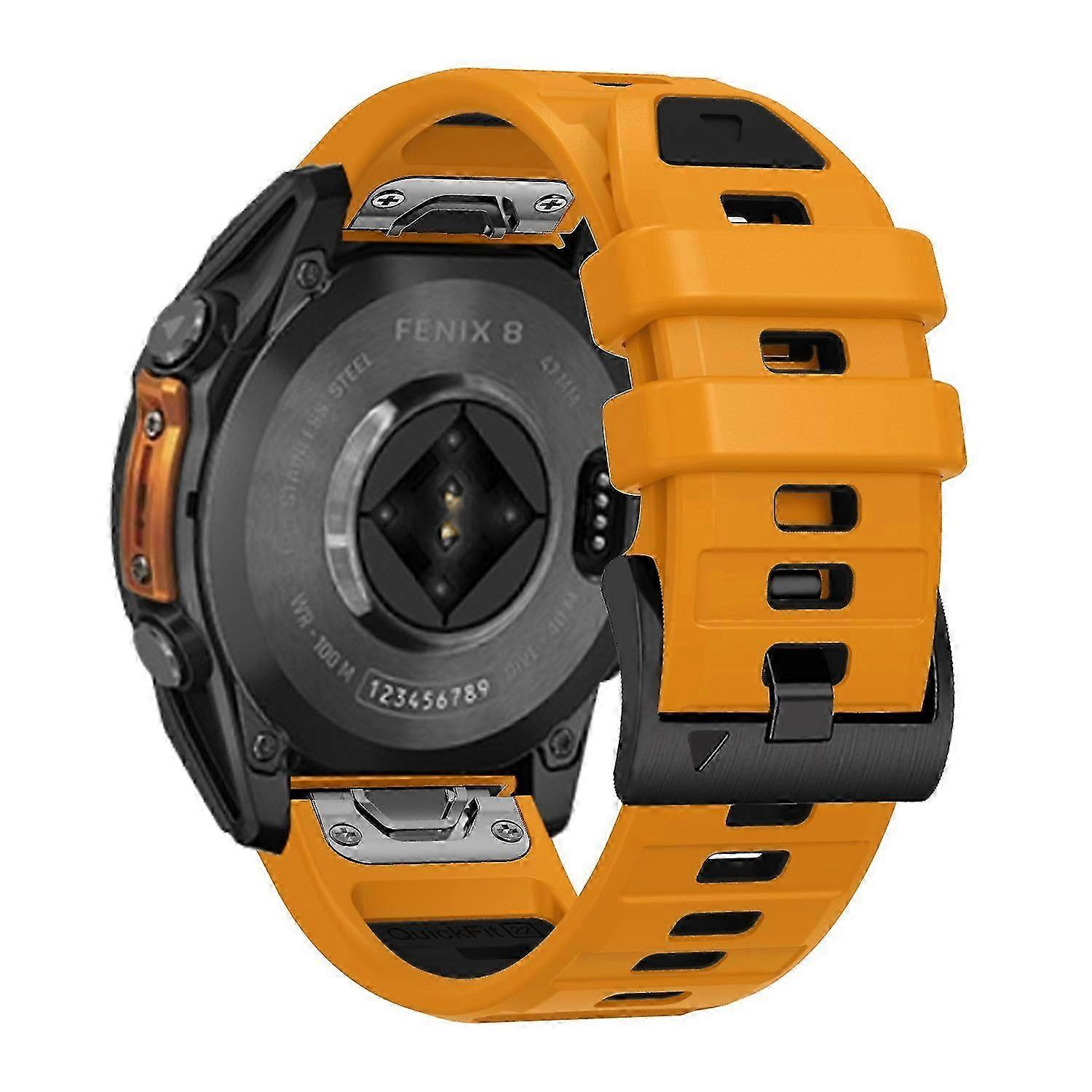 22mm Watch Strap Compatible with Certain Brand Fenix 8 47mm, Fenix E 47mm, Quatix 7 Pro - Universal Lime+Black Silicone Band