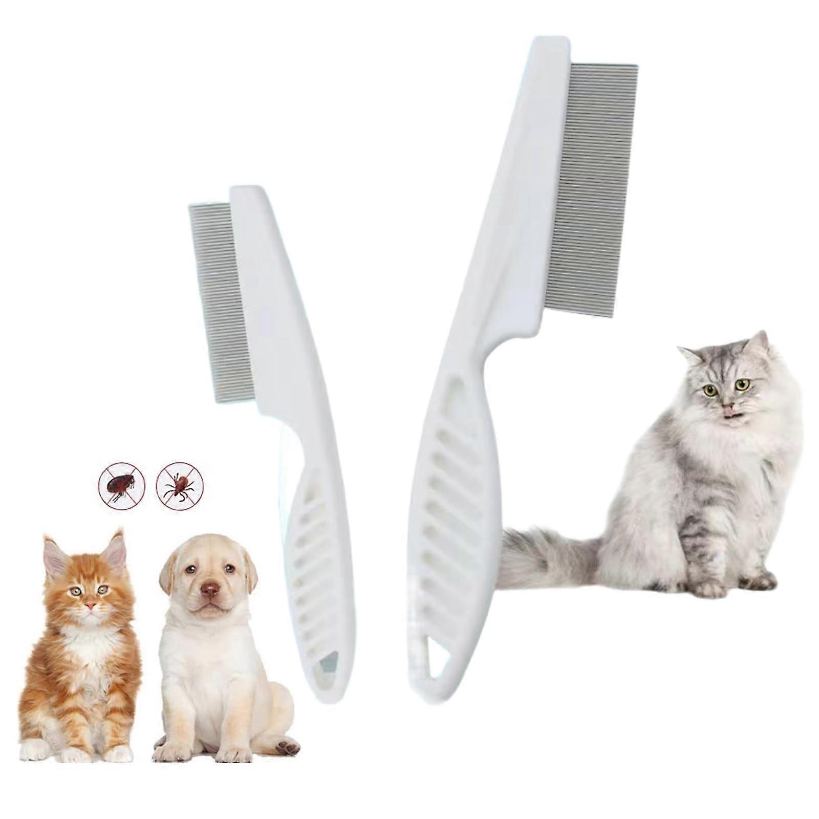 Flea Comb for Dogs and Cats, Professional Pet Comb for Removing Fleas, Pack of 2