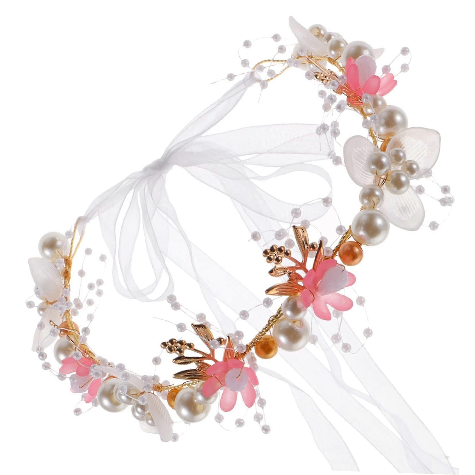 花冠珍珠和金色叶子头带，适合女孩