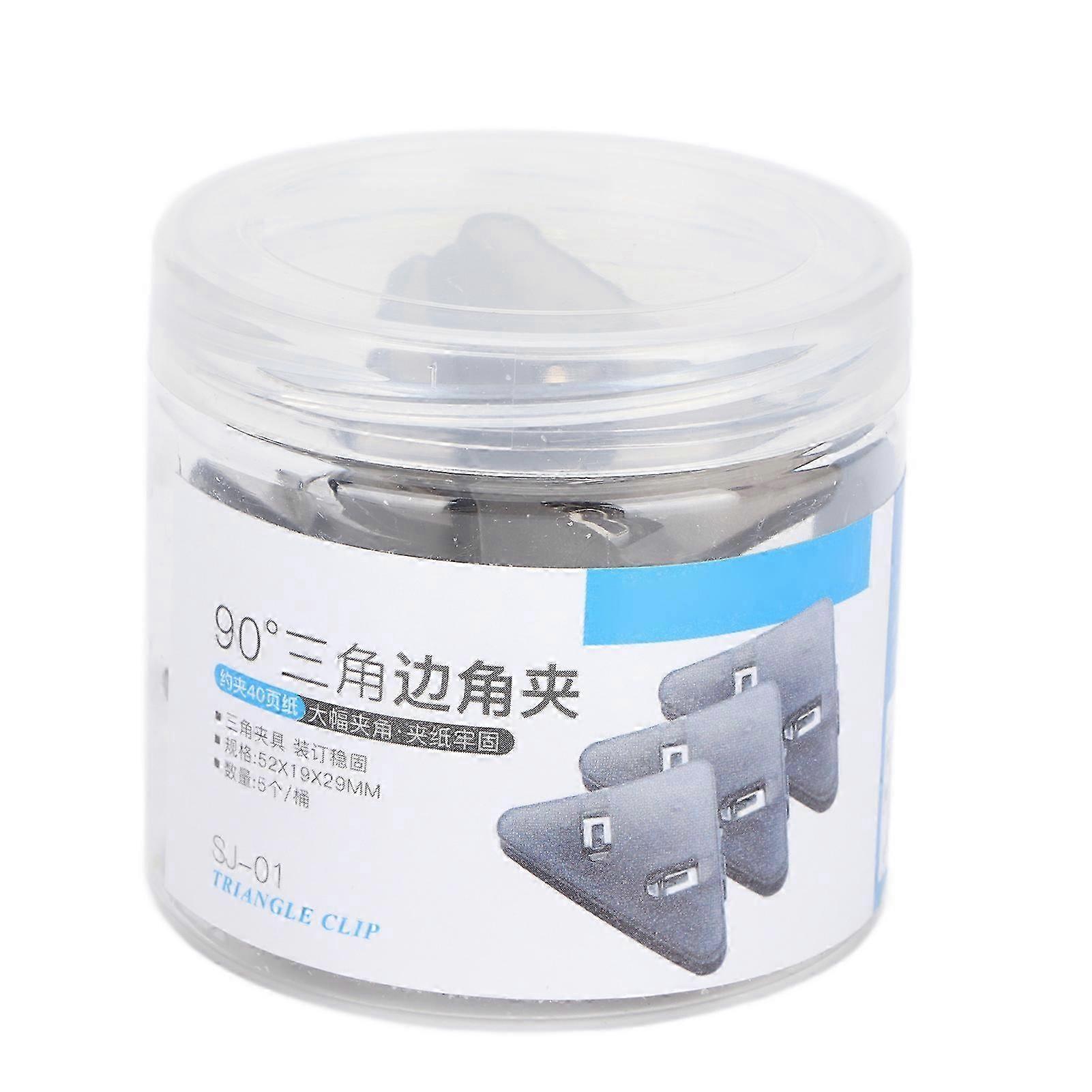 5pcs Triangular Paper Clips Portable Durable Fixing Tool for Test Papers Notes Documents Black
