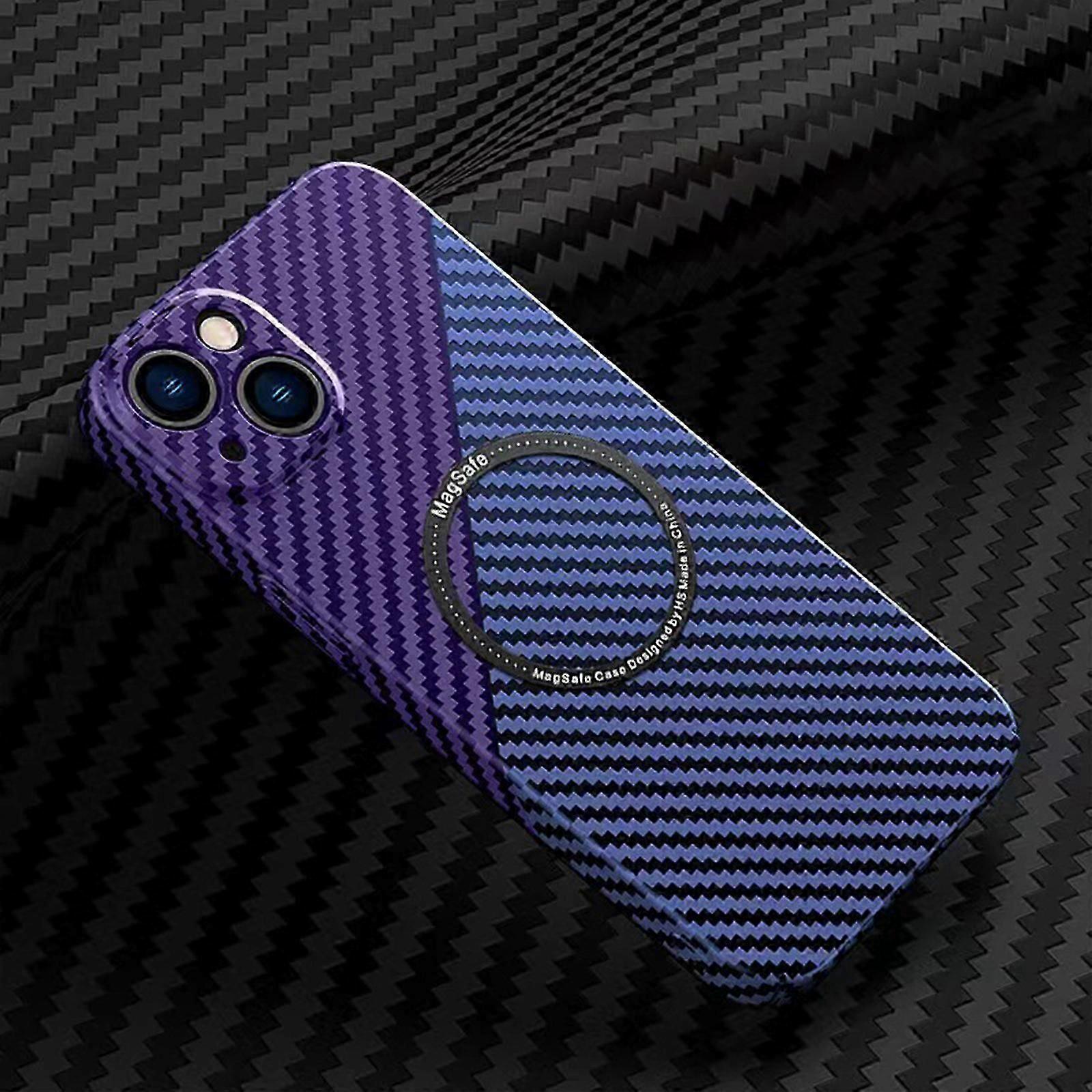 Carbon Fiber Protector Case for iPhone 15, Support Wireless Charging Protective Case with Magnetic for iPhone 15, Military Grade Shockproof Protection