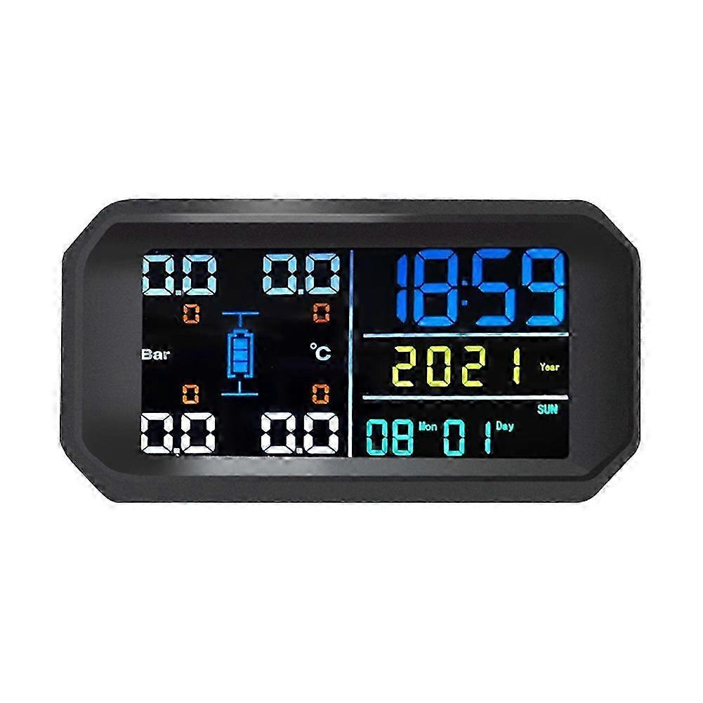 Car Universal Solar Tire Pressure Monitoring System USB Rechargeable High Accuracy Tire-Pressure Measurement Device Threshold Adjustable Monitor Gauge