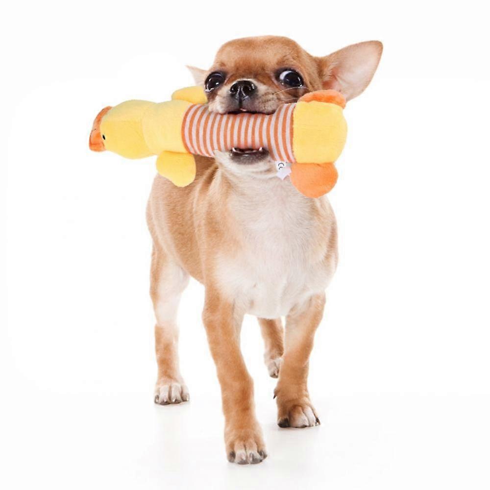 Dog Toy Plush Squeaky Toy, Animal-Shape Chew Toy For Dogs And Cats, Yellow Duck, Tug And Interactive Play