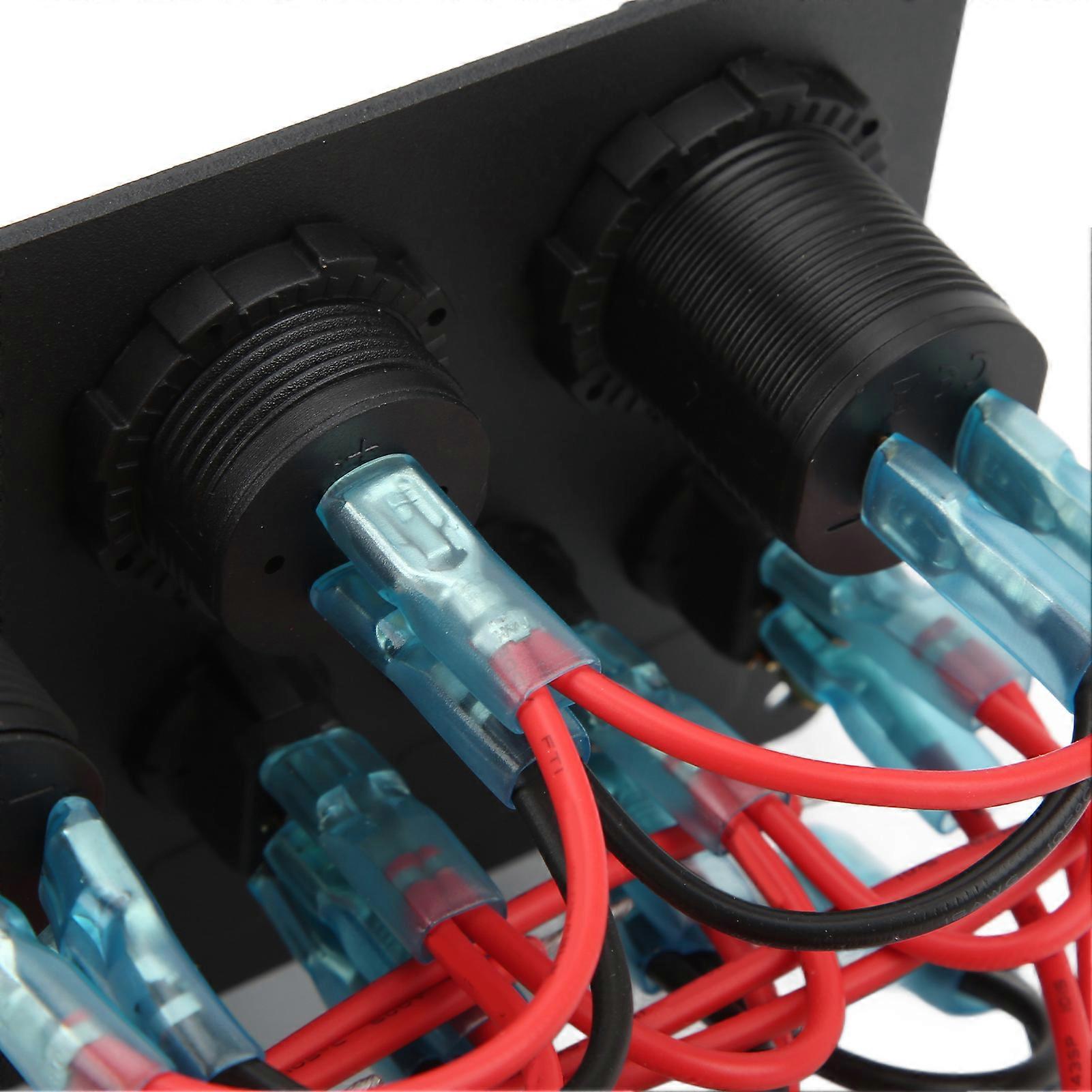 12/24V Rocker Switch Panel Round 5 Position Switch Dual USB Car Charger Overheat Protection Use Boat Switch Panel