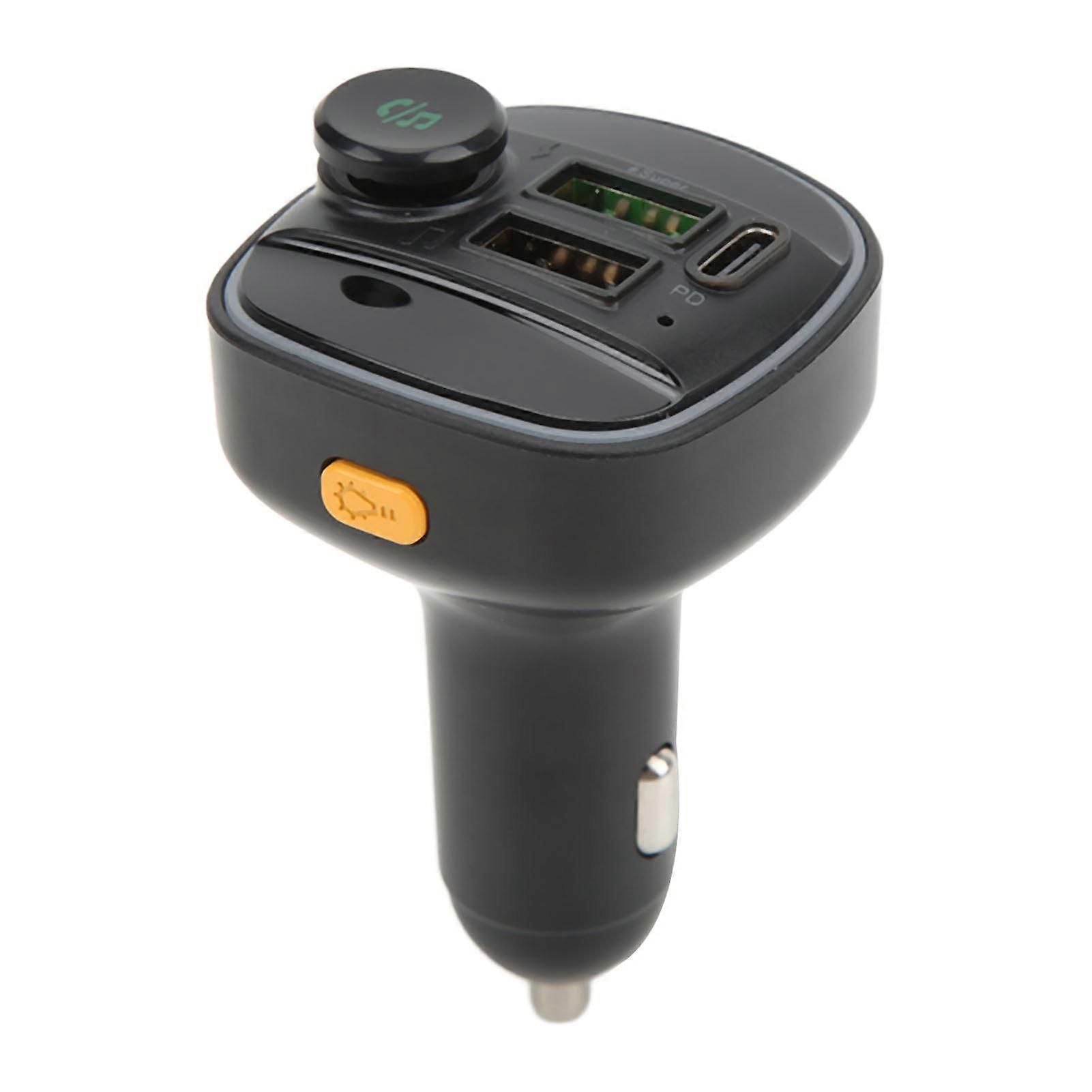 Wireless Bluetooth FM Transmitter MP3 o Music Player Dual USB Type C Charger Handsfree Call 7 Color Backlit for Car