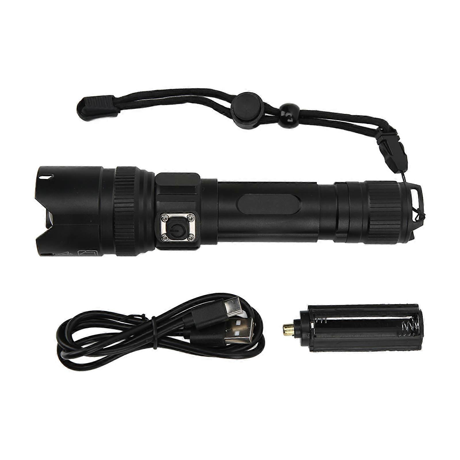 P50 LED Zoomable Flashlight USB Rechargeable Torch 5 Modes Lighting for Outdoor Camping