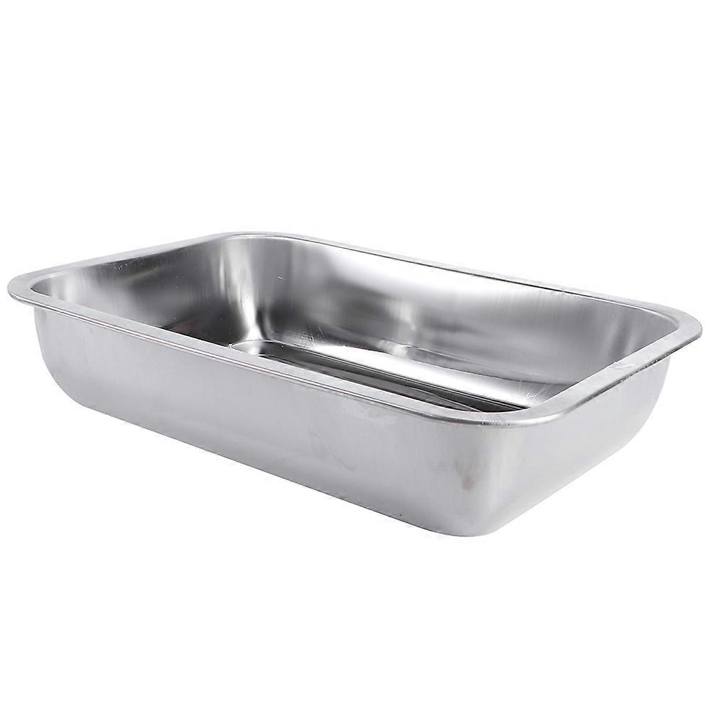 1pc Rectangular Stainless Steel Grill Tray Multi Purpose Food Holder for BBQ Snacks Fruits Kitchen Serving Plate Silver