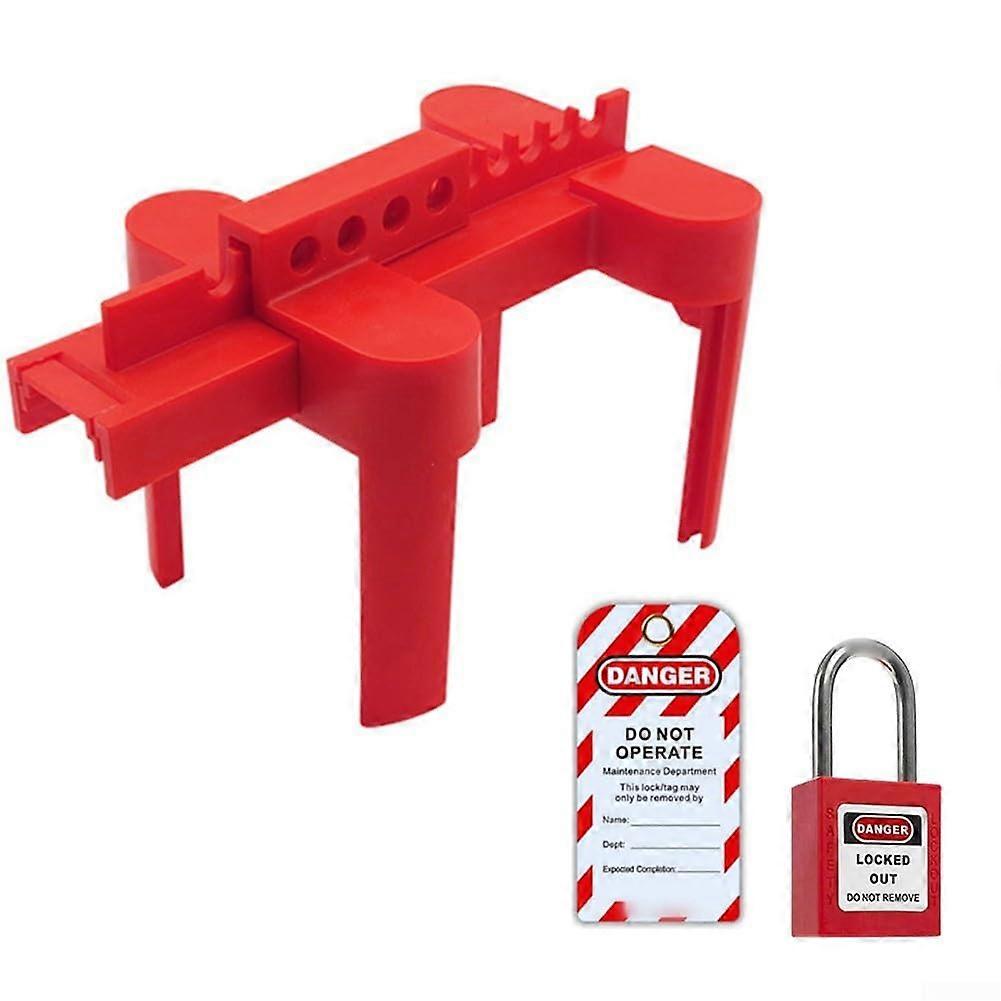 Adjustable ball valve locking device for outdoor faucets and industrial valves with padlock and label (B)
