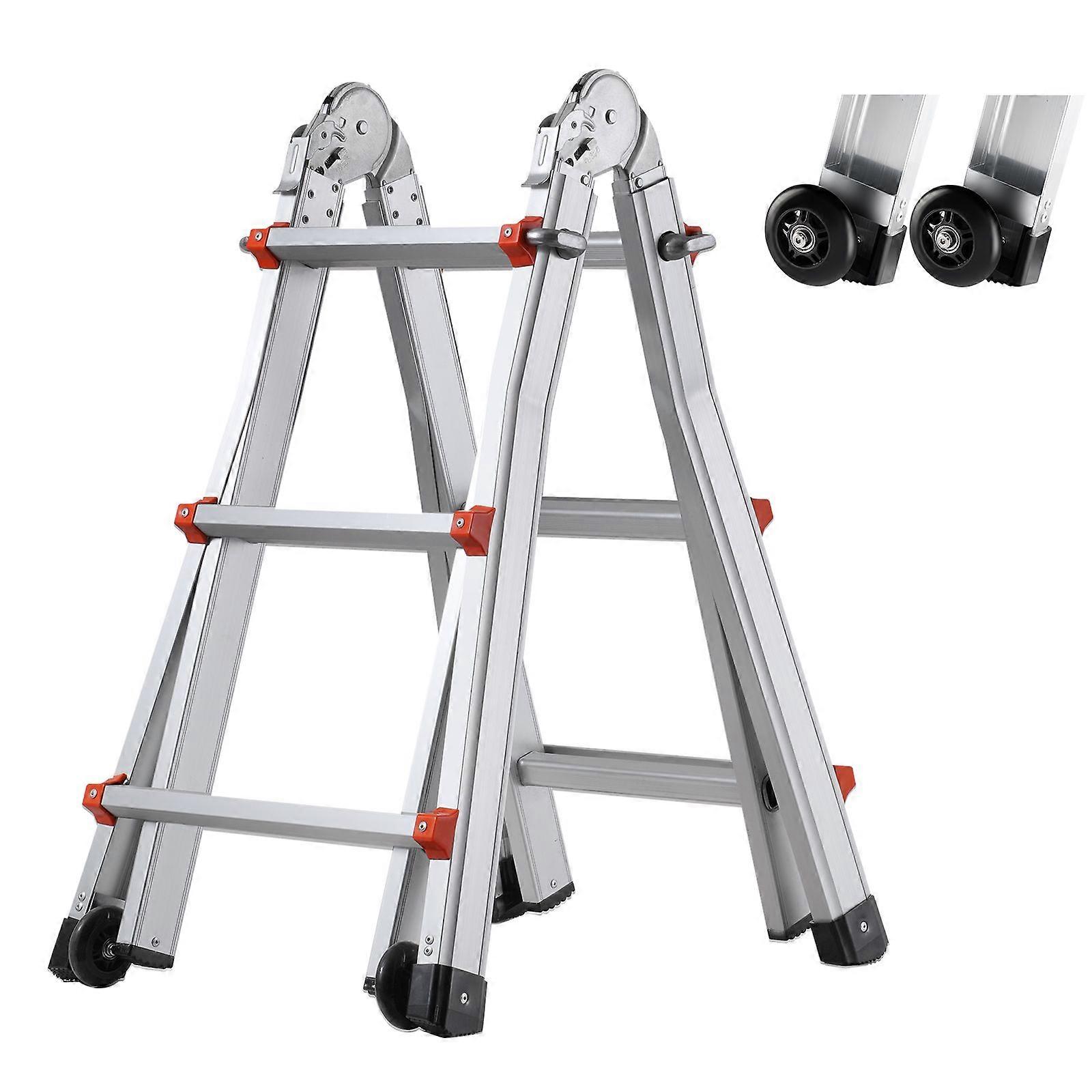 Scala telescopica A Frame, scala di estensione in alluminio compatta da 10 piedi, scala per camper pieghevole portatile multifunzione, carico di 330 libbre