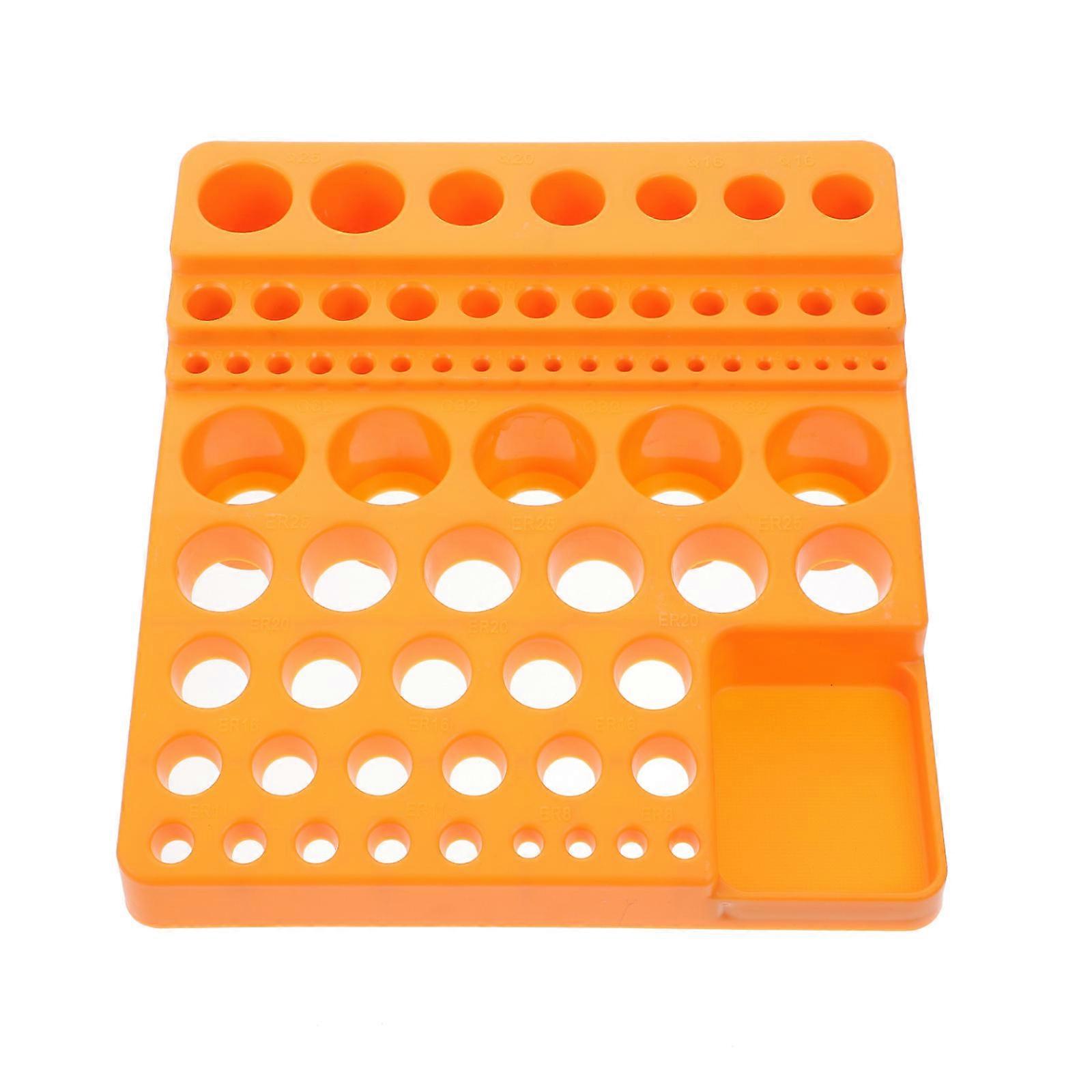 Drill Bit Organizer Tray Woodworking Tools And Accessories Multi-Holes Design Home Use Orange 9.1×8.3×2.2in 1Pack