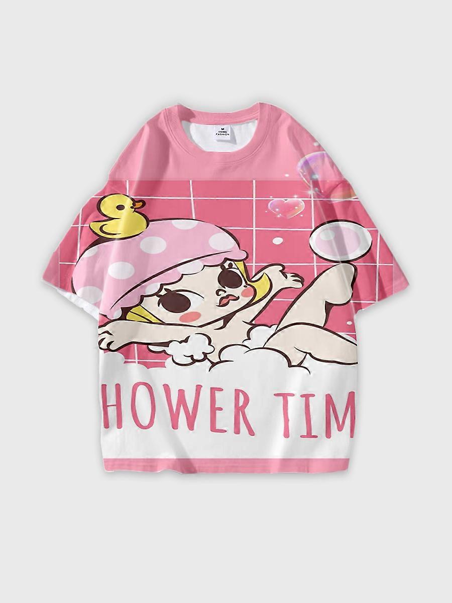 T-shirt round neck Pattern loose short sleeve JW412