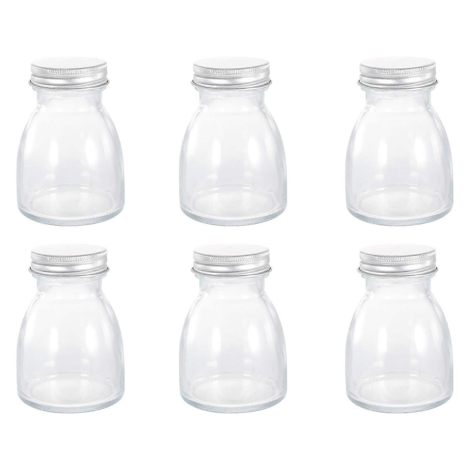 Glass Candy Holders Yogurt Sealed Bottles Party Use Aluminium Lid Kitchen Storage Canister 6Pcs
