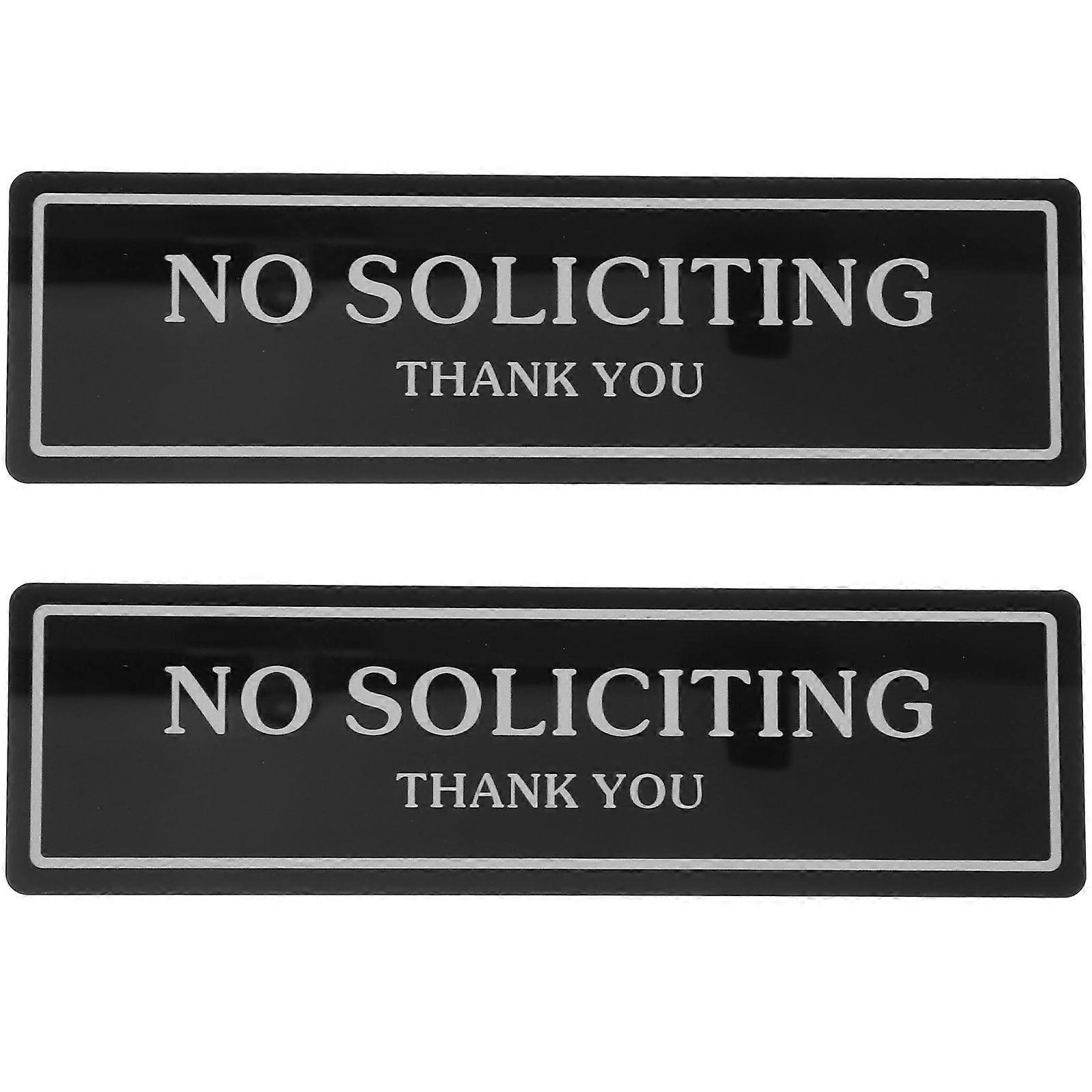 No Soliciting Acrylic Door Sign with Removable Adhesive Household Warning Plaque for Office and Home Use