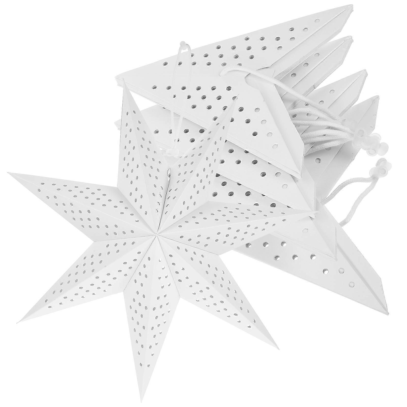 5pcs Foldable Star Shaped Paper Lampshades for Christmas – Easy Install Ceiling Lantern Shades, Warm Decorative Hanging Star Lights for Home Interior
