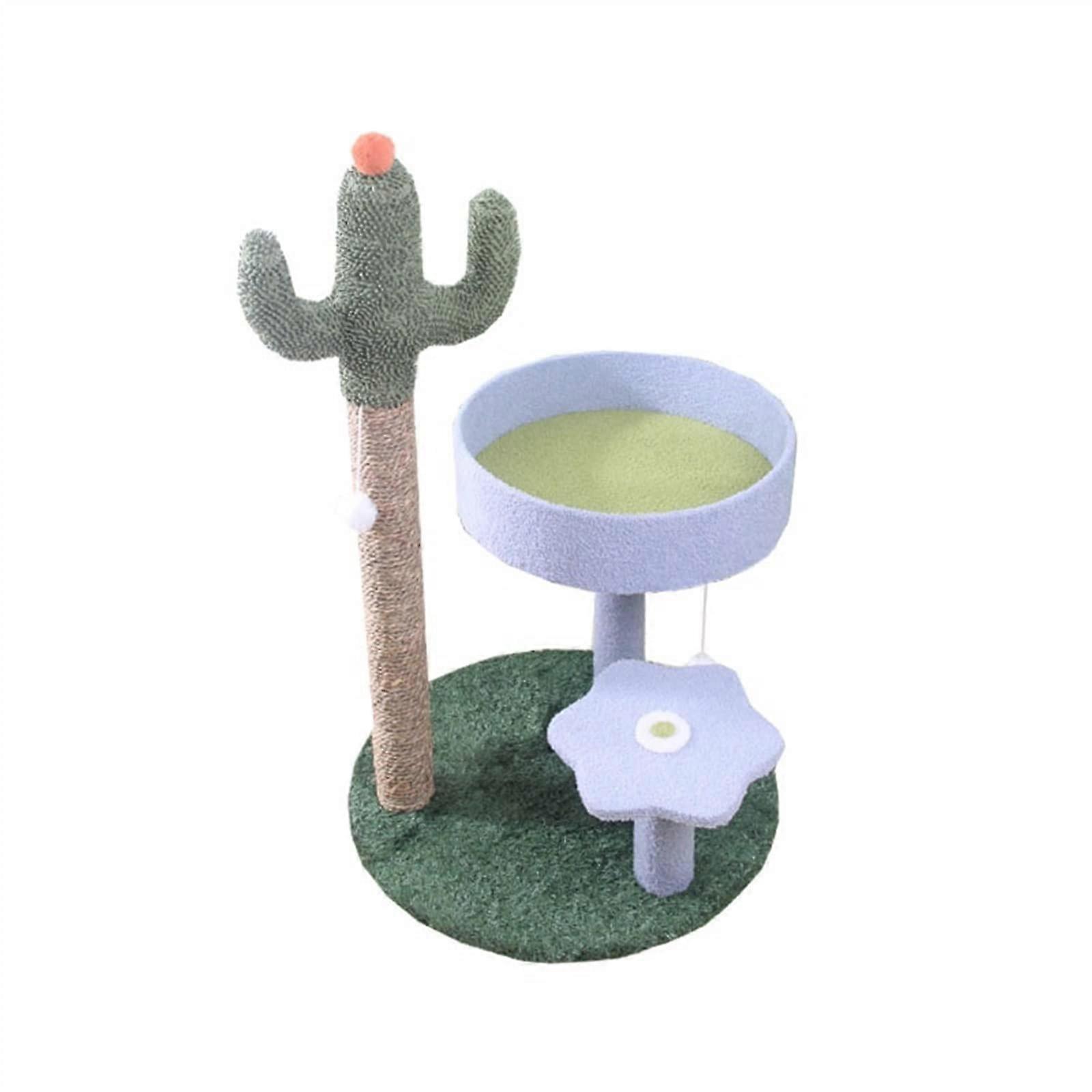 Cactus Cat Scratching Post, Climbing Frame, ThreeLayer, Cat Nest, Toy (Blue)