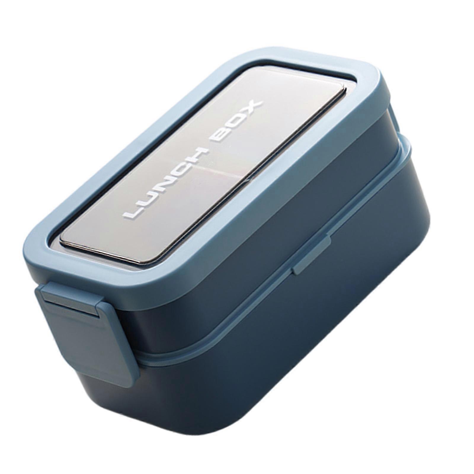 Stackable Food Storage Container with Handle Double Deck Design Portable Portable Lunch box For Adults Kids Double dark blue