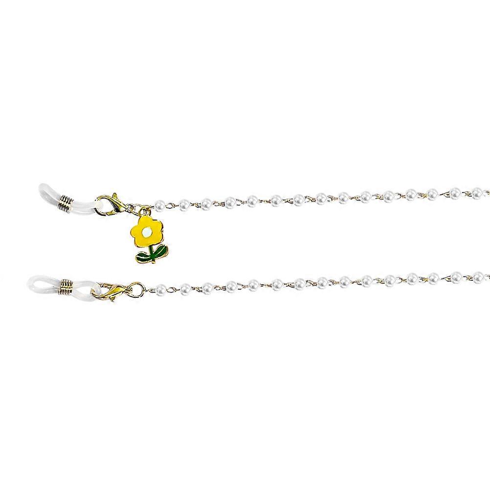 Yellow Alloy Glasses Chain for Eyewear Retainer Cord Holder with Flower Design Perfect for Office