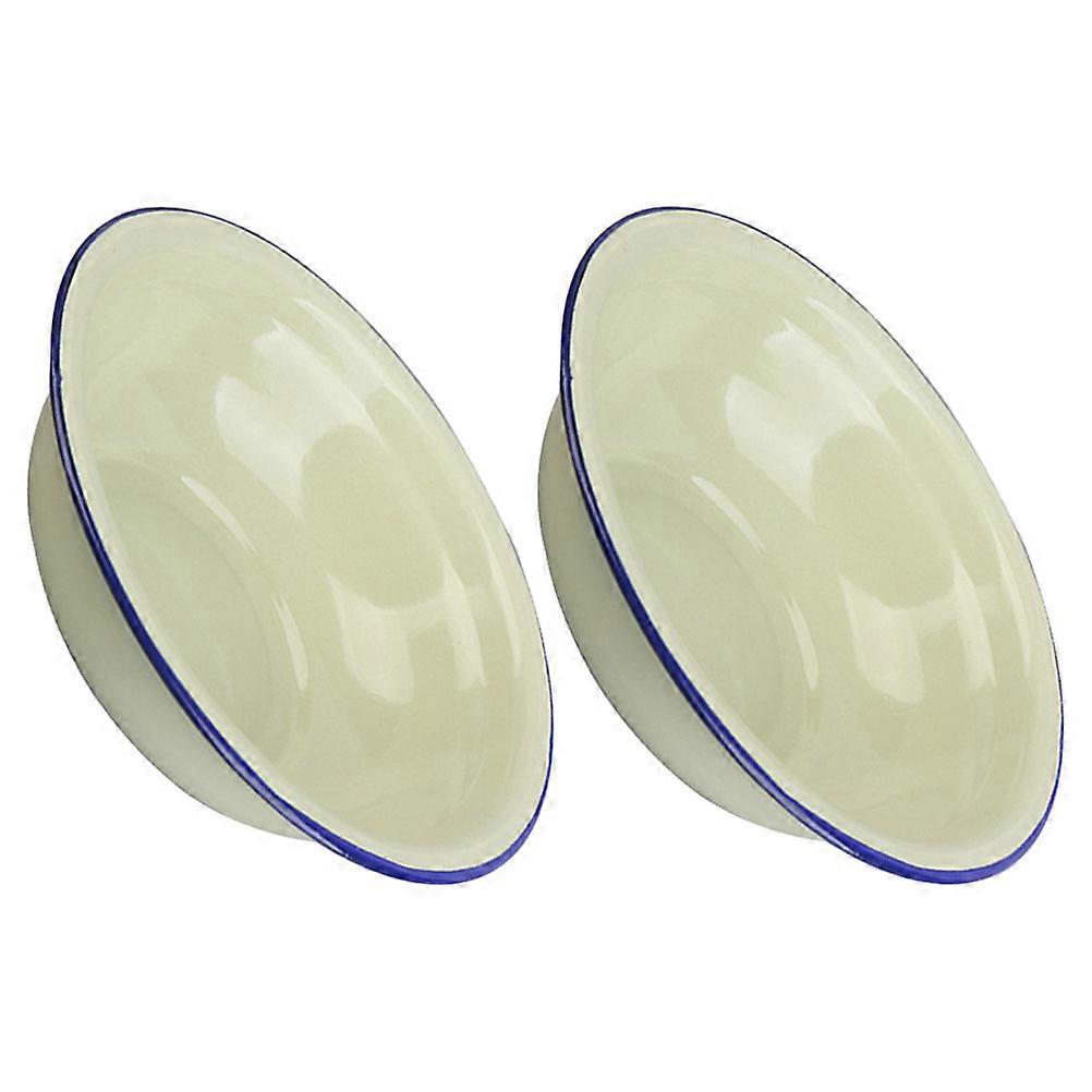 Vintage Style Enameled Bowls Rimmed Edge Serving Food Home Use 2Pcs
