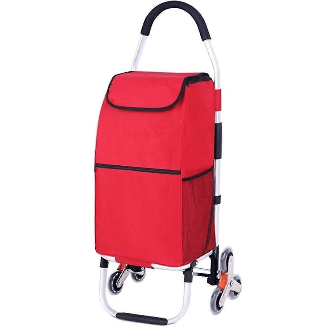 Lightweight Shopping Trolley Foldable Portable Aluminium Frame 40kg Load Capacity 37x15x50.4cm Red Color