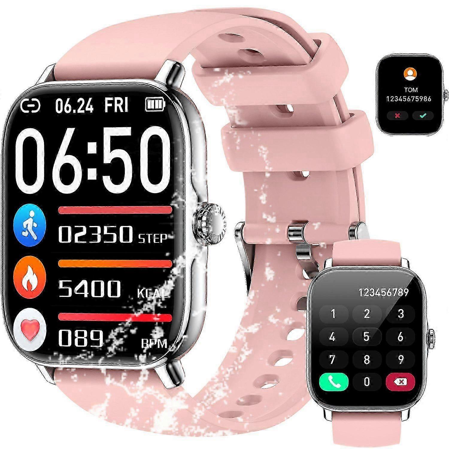 Fitness tracker watch with call function Health smartwatch pink sport activity monitor